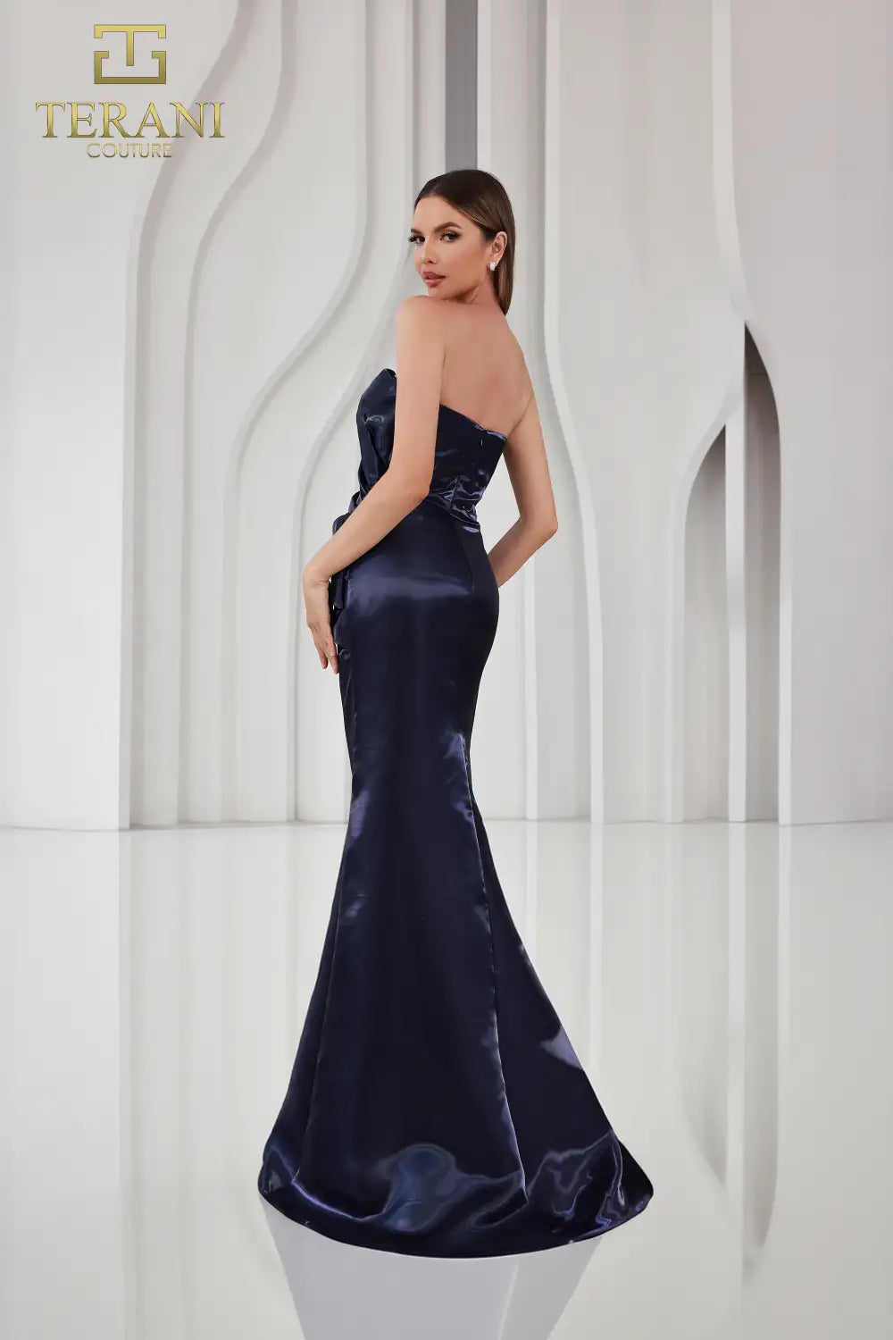 Terani Couture 251E4231 Long Sheath Strapless Shimmer Dress