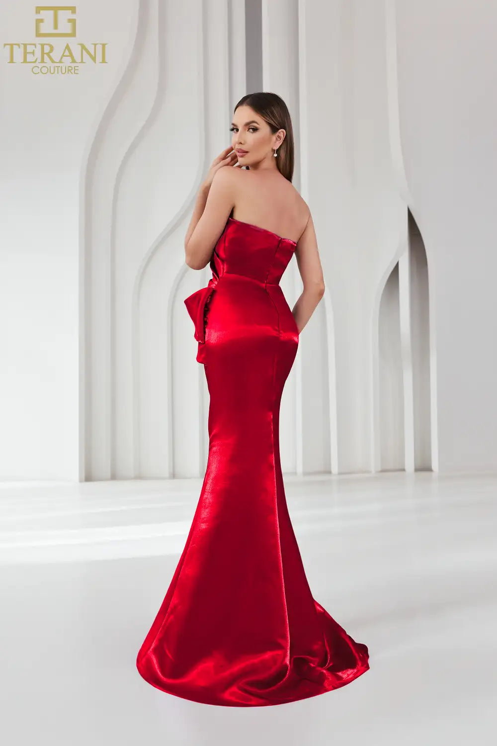 Terani Couture 251E4231 Long Sheath Strapless Shimmer Dress
