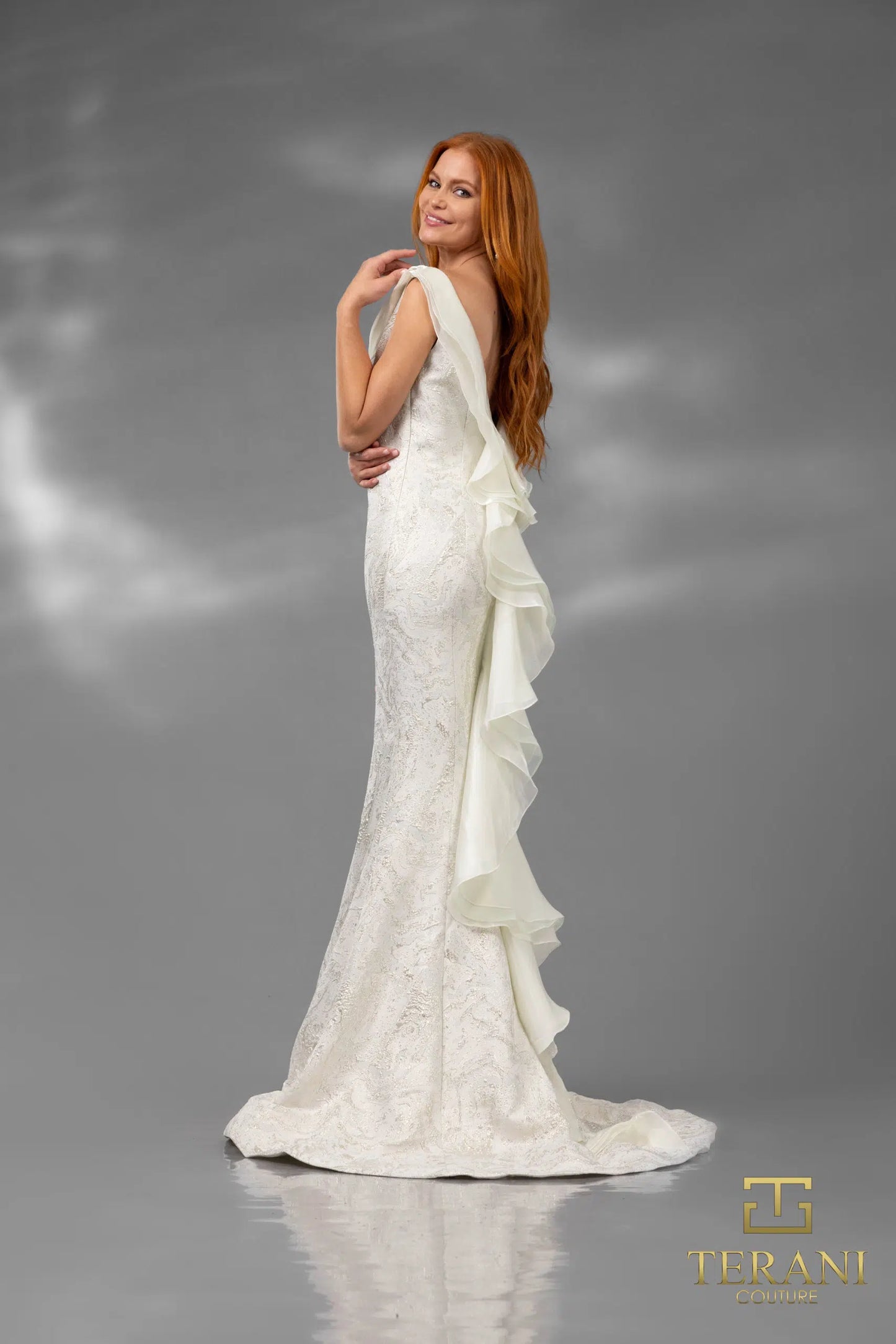 Terani Couture 251E4256 Sleeveless Cowl Neck A-line Evening Dress