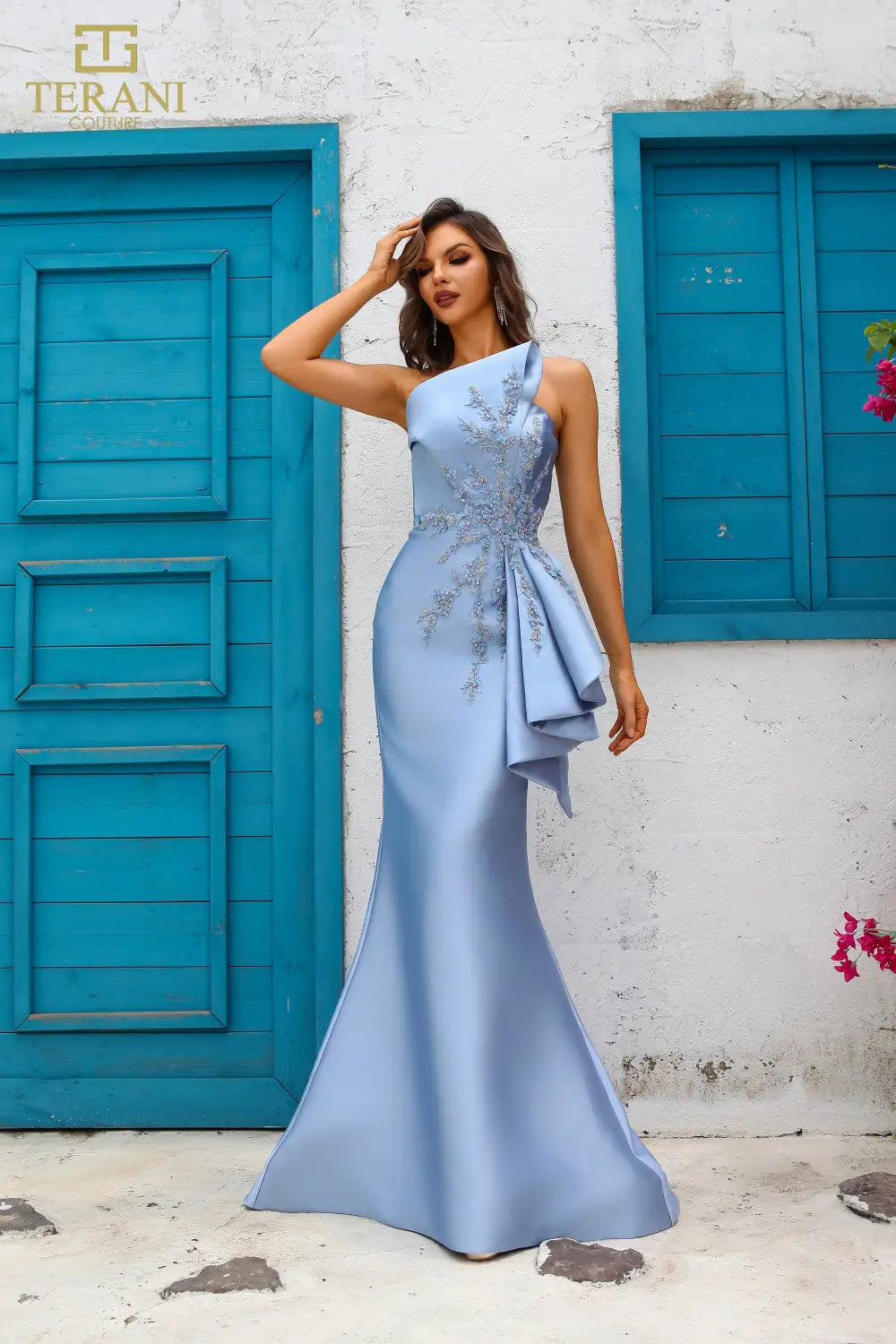 Terani Couture 251E4265 Asymmetric Sleeveless Trumpet Evening Dress
