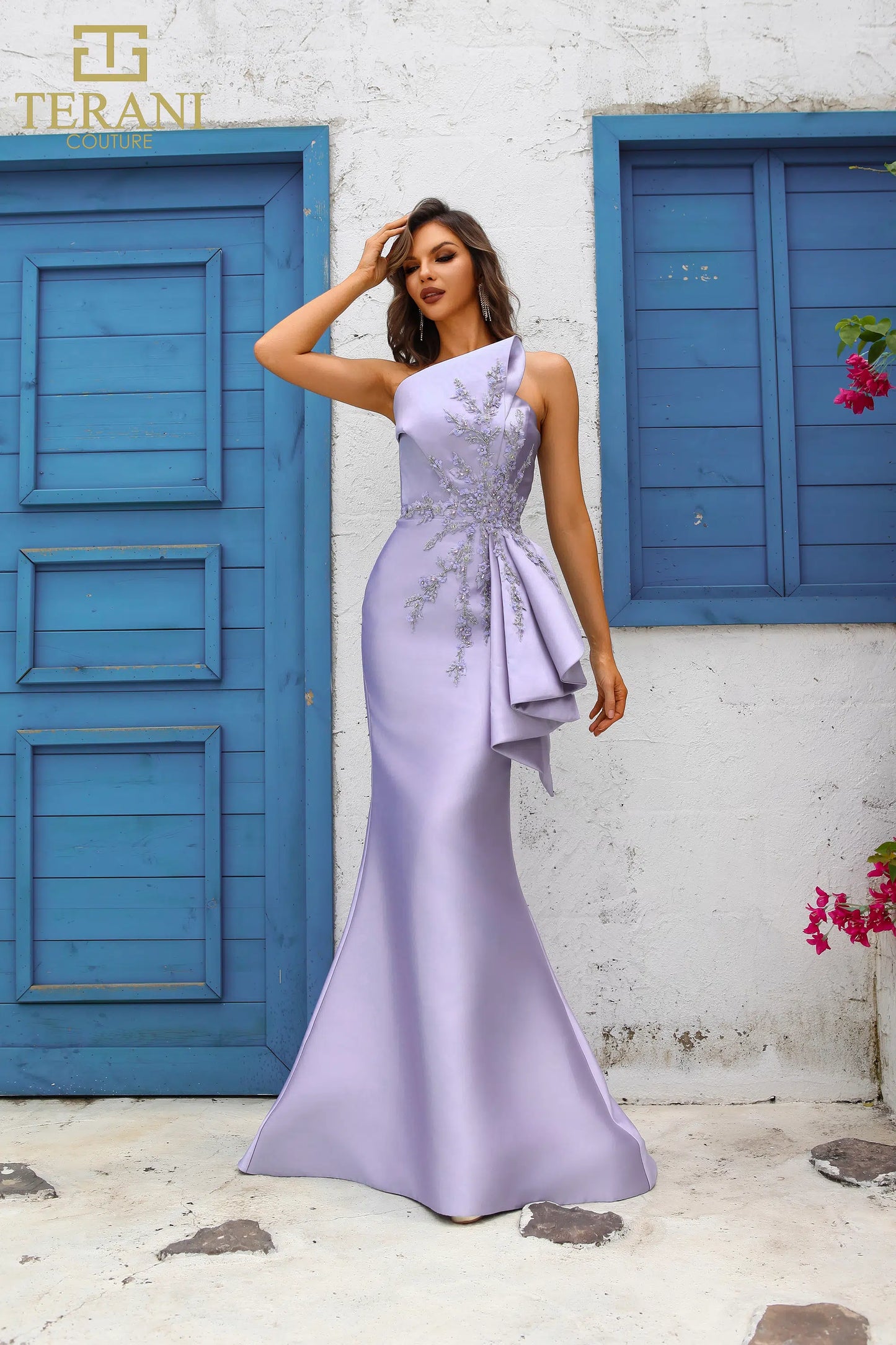Terani Couture 251E4265 Asymmetric Sleeveless Trumpet Evening Dress