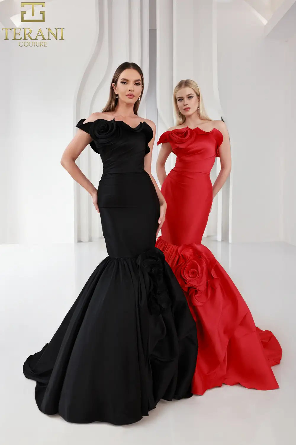 Terani Couture 251E4272 Trumpet Mikado Asymmetric Sleeveless Evening Dress