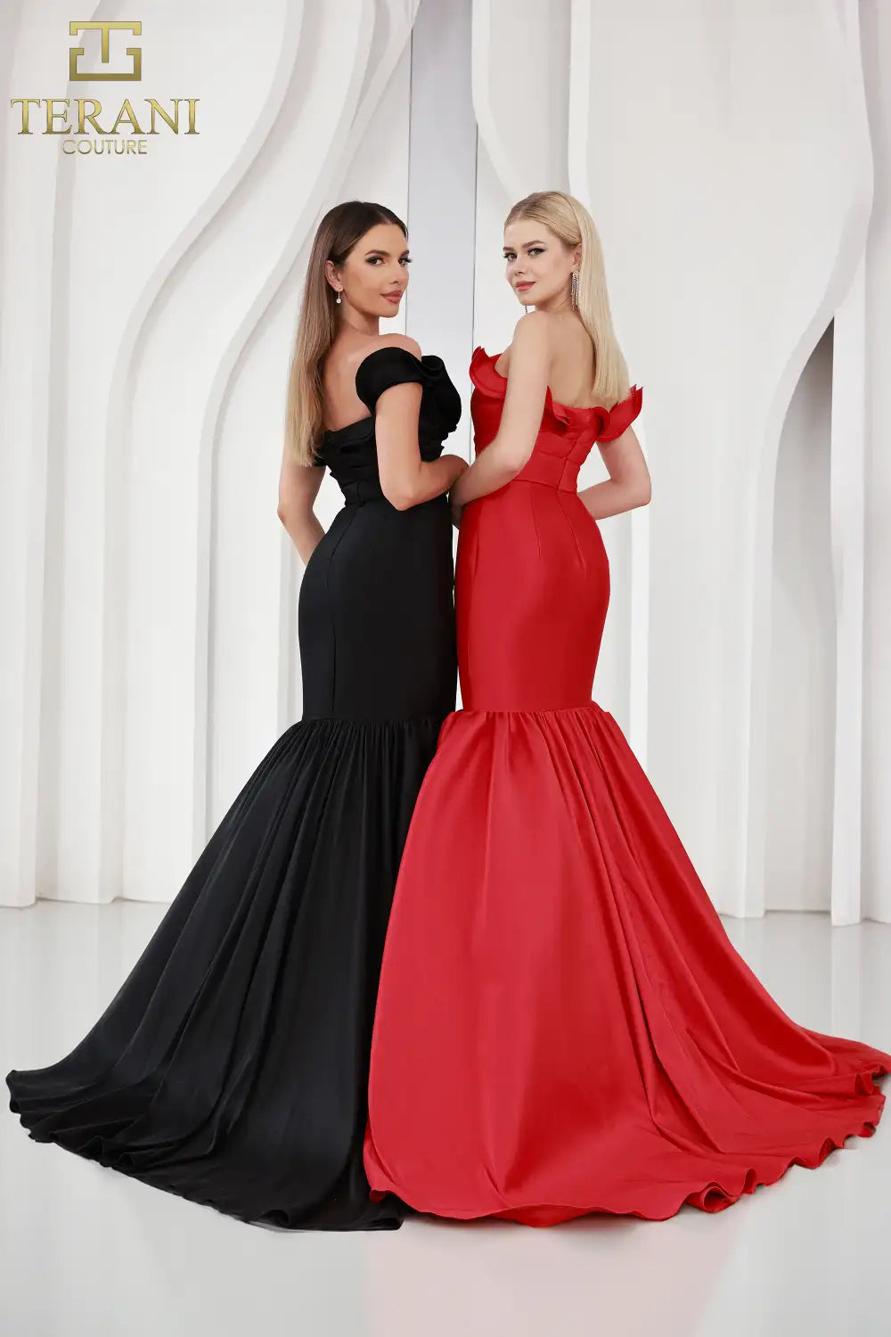 Terani Couture 251E4272 Trumpet Mikado Asymmetric Sleeveless Evening Dress