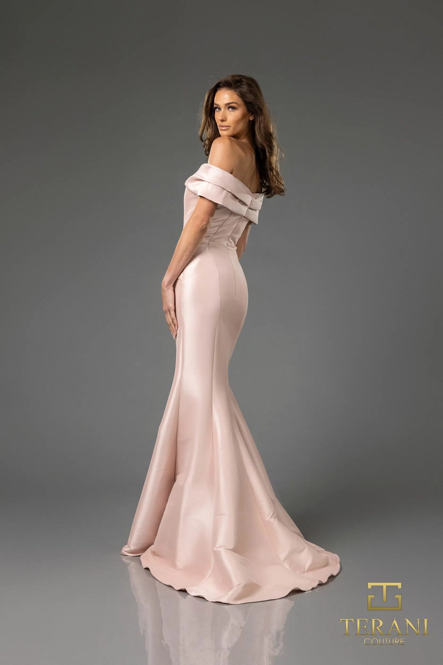 Terani Couture 251E4565 Off-The-Shoulder Trumpet Sleeveless Mikado Evening Dress