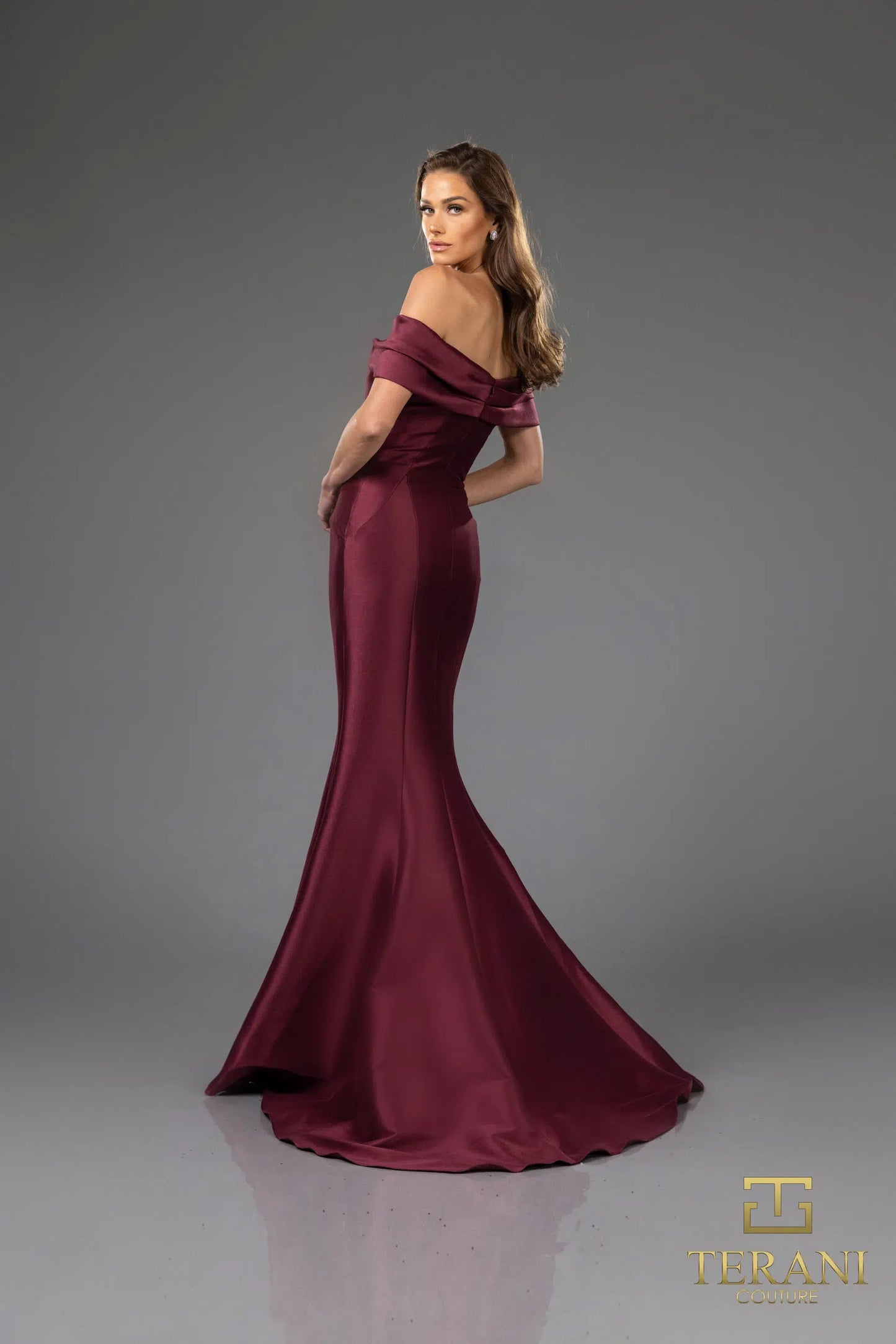 Terani Couture 251E4565 Off-The-Shoulder Trumpet Sleeveless Mikado Evening Dress