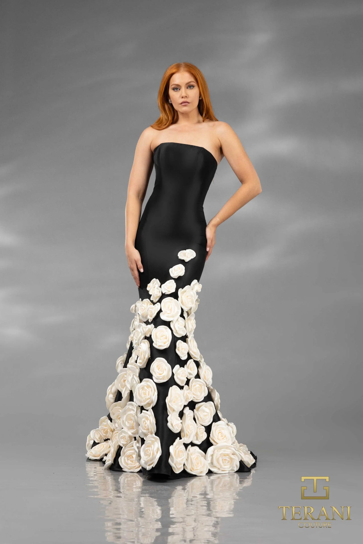 Terani Couture 251GL4184 Strapless Stretch Mikado Trumpet Pageant Dress