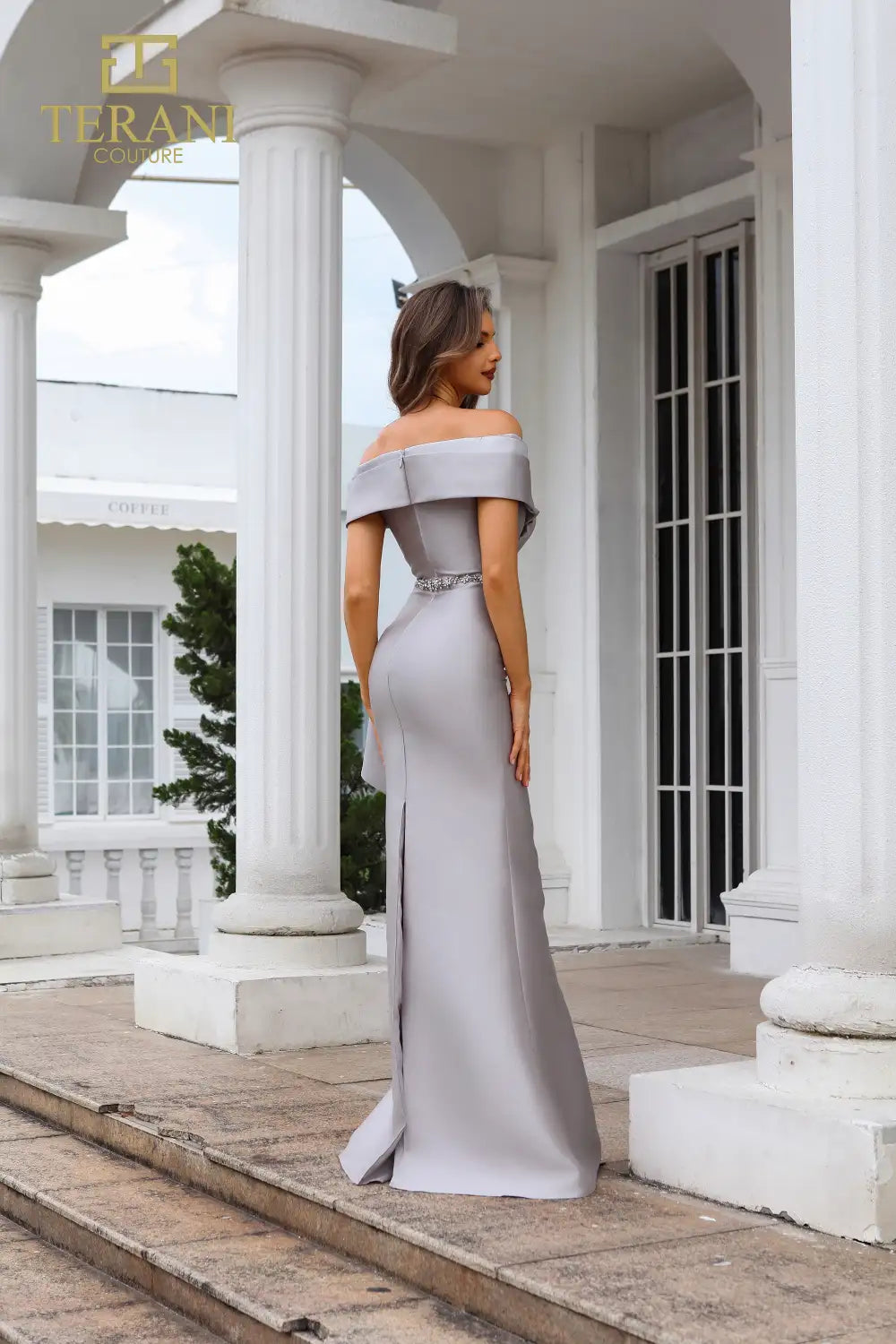 Terani Couture 251M4452 Off the Shoulder Mikado Long Trumpet Dress