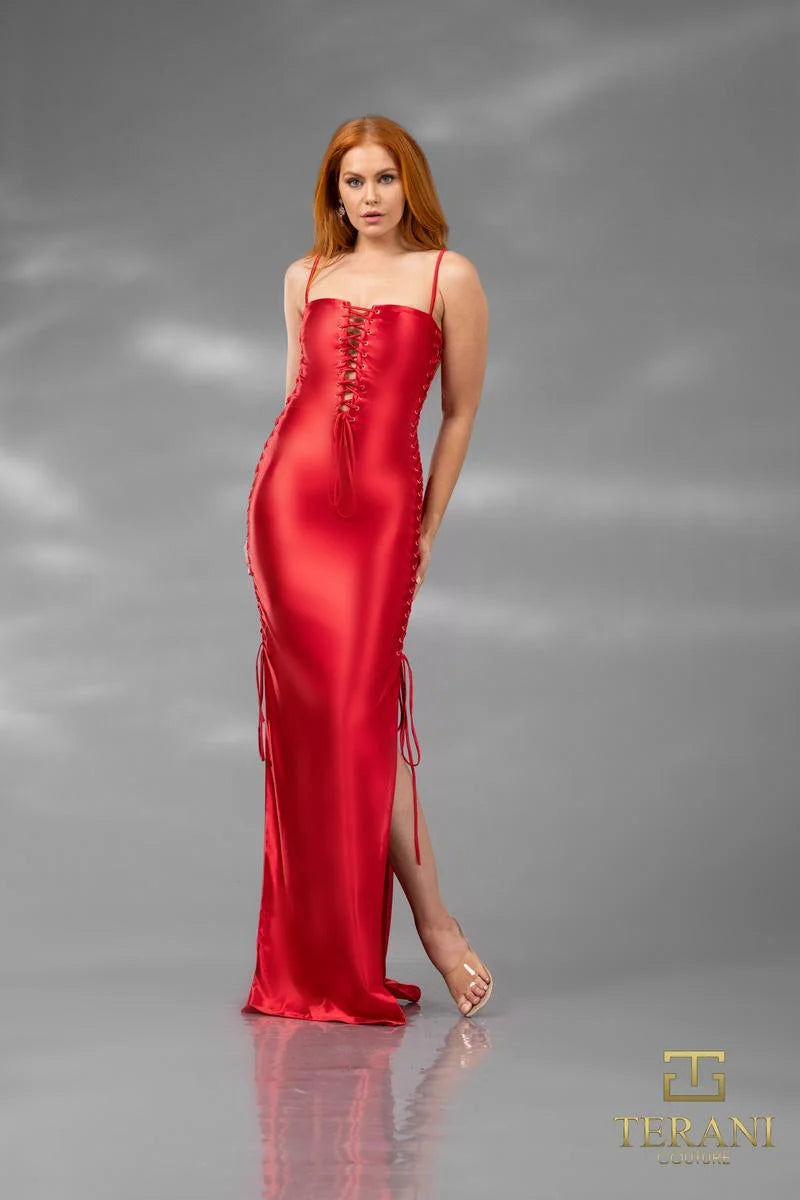 Terani Couture 251P4119 Bodycon Jersey Satin Long Prom Dress
