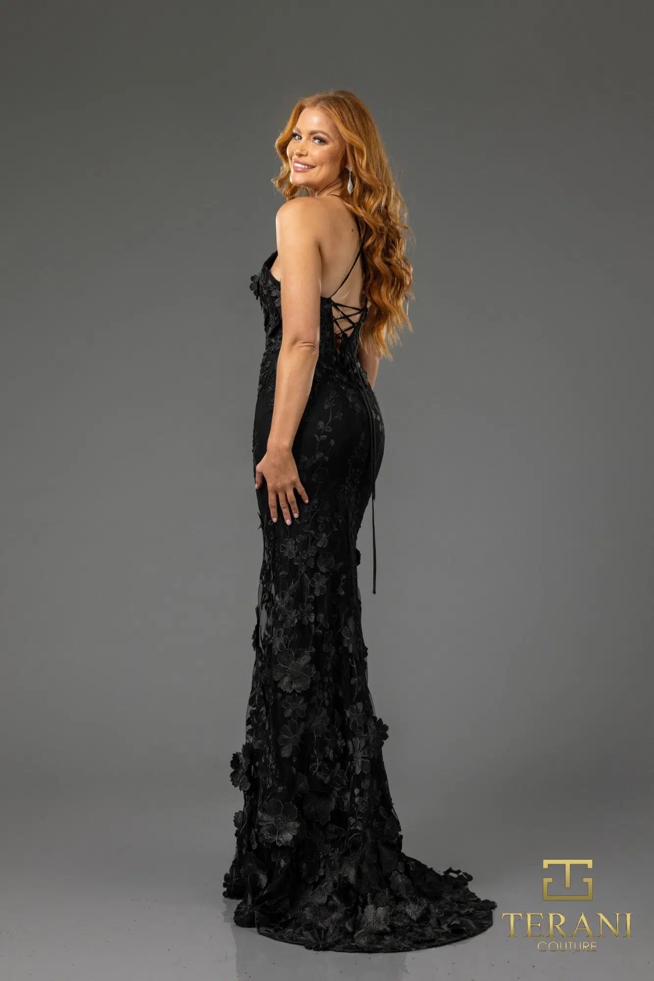 Terani Couture 251P4514 Sweetheart Trumpet Black Tulle Prom Dress