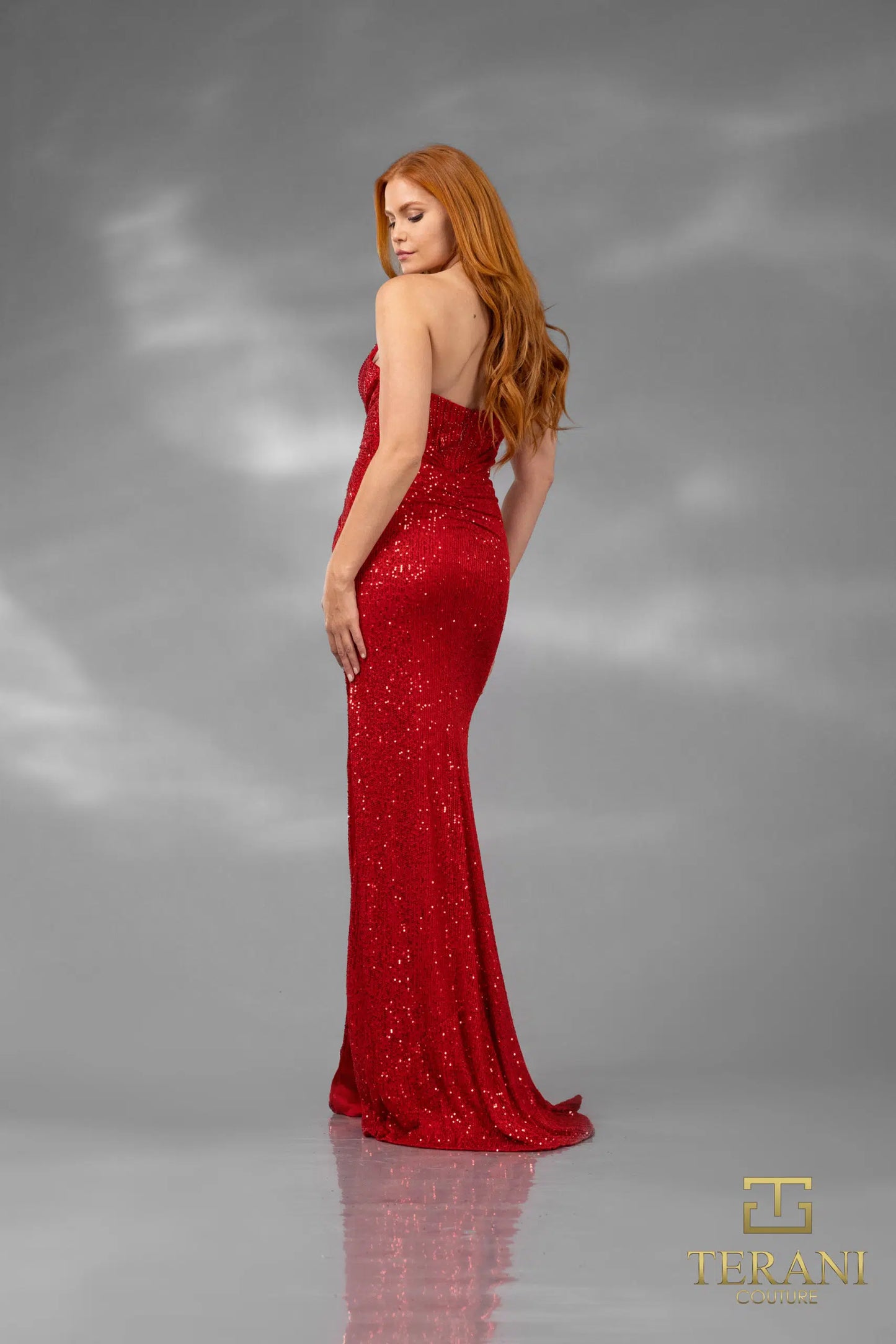 Terani Couture 251P4519 Fit and Flare Strapless Long Prom Dress