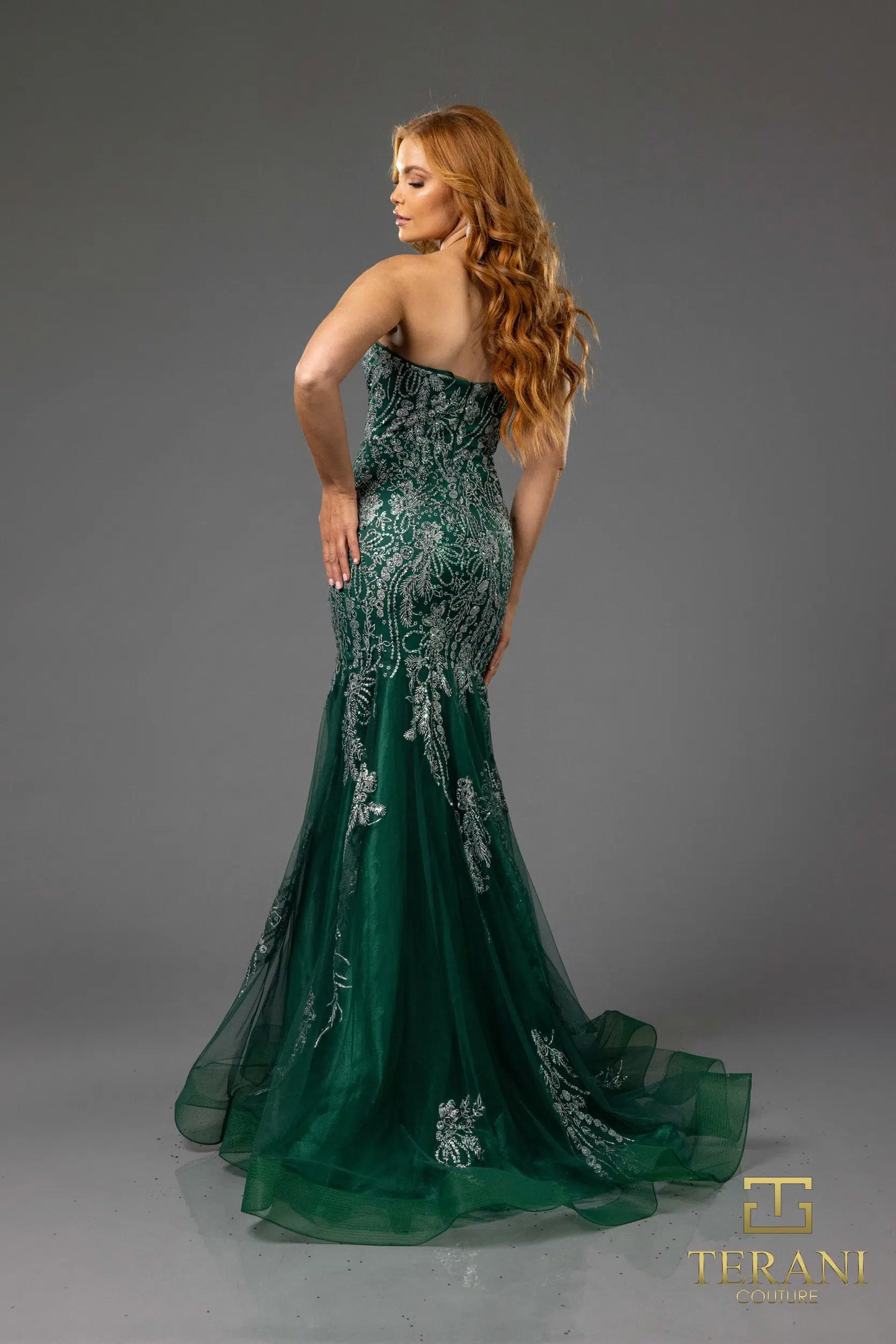 Terani Couture 251P4641 Sweetheart Beaded Tulle Strapless Trumpet Prom Dress