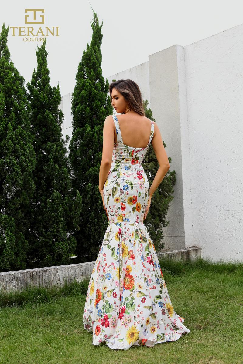 Terani Couture 251P4378 Sweetheart Printed Satin Trumpet Prom Dress