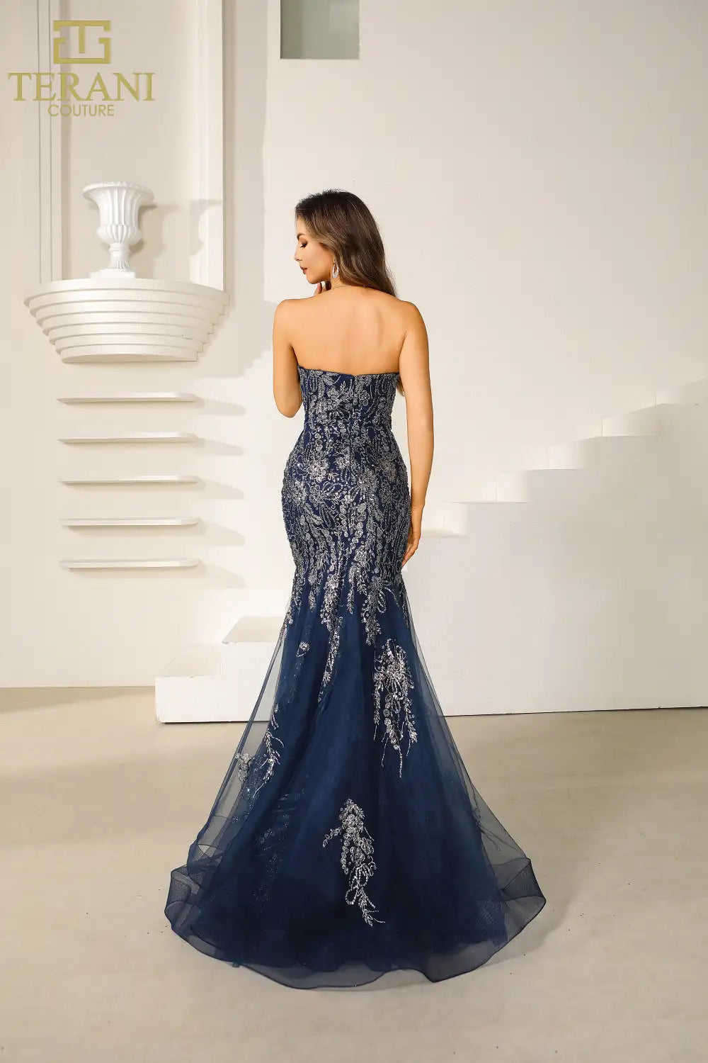 Terani Couture 251P4641 Sweetheart Beaded Tulle Strapless Trumpet Prom Dress