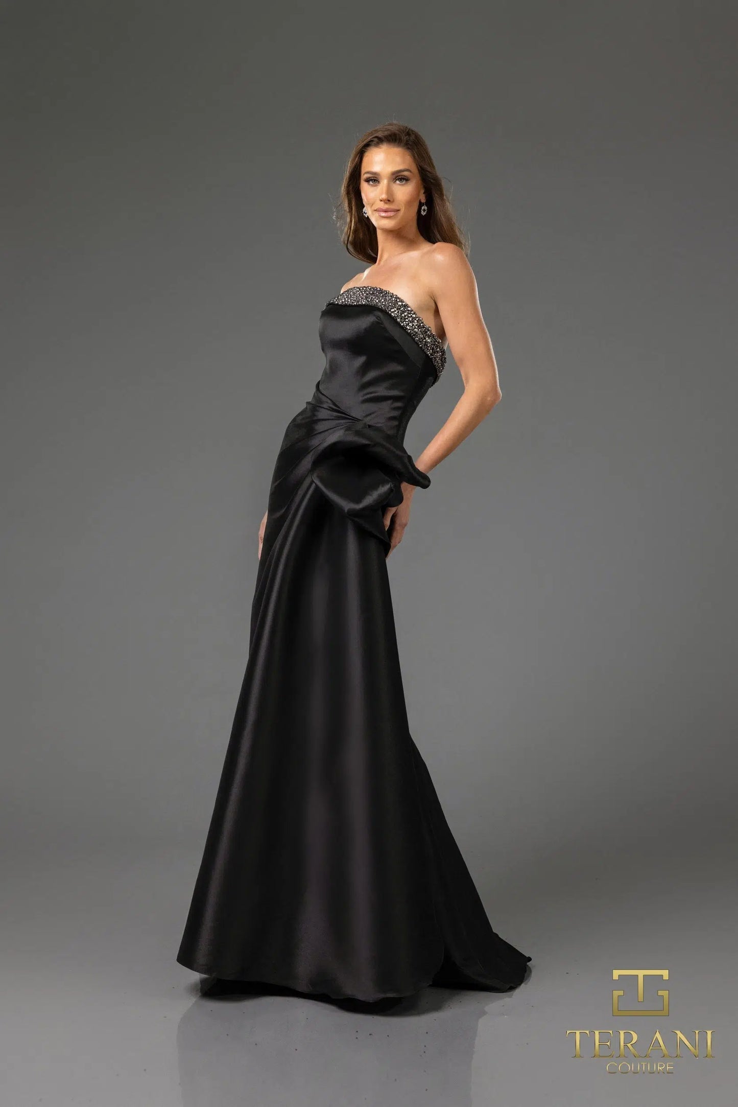 Terani Couture 252E5131 Strapless Stretch Mikado Trumpet Evening Dress