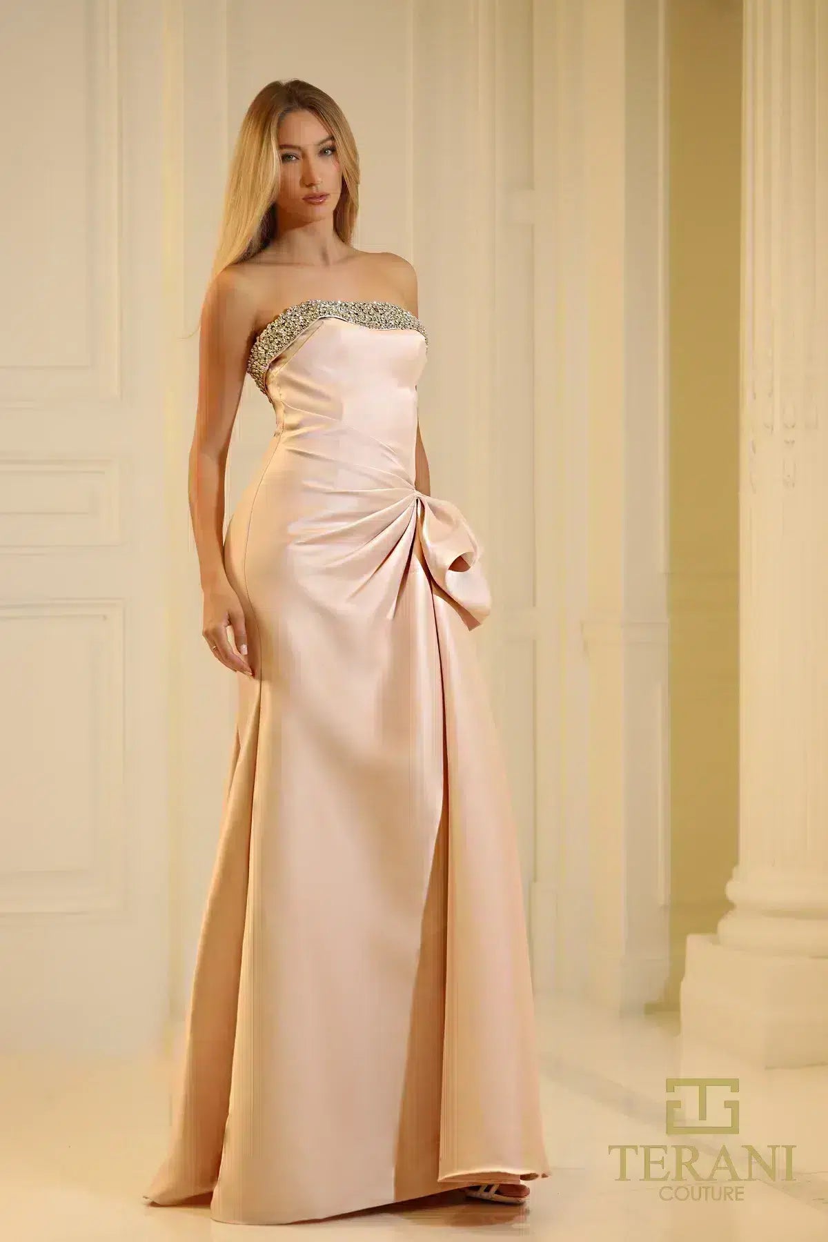Terani Couture 252E5131 Strapless Stretch Mikado Trumpet Evening Dress