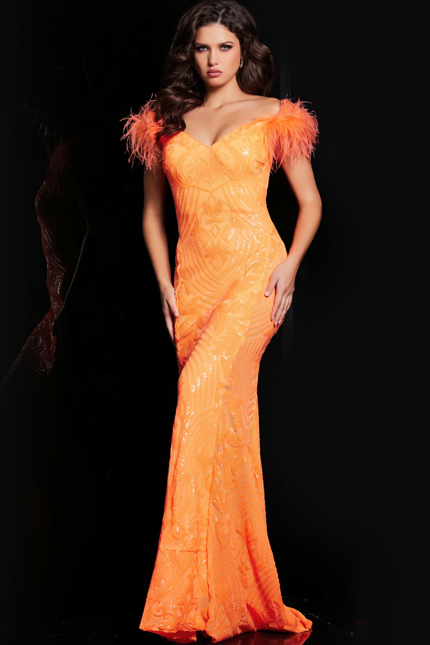 Jovani 26041 Sequin Off the Shoulder Dress