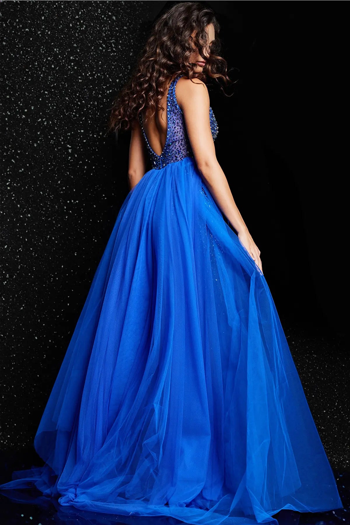 Jovani 26058 V Neckline Beaded Dress