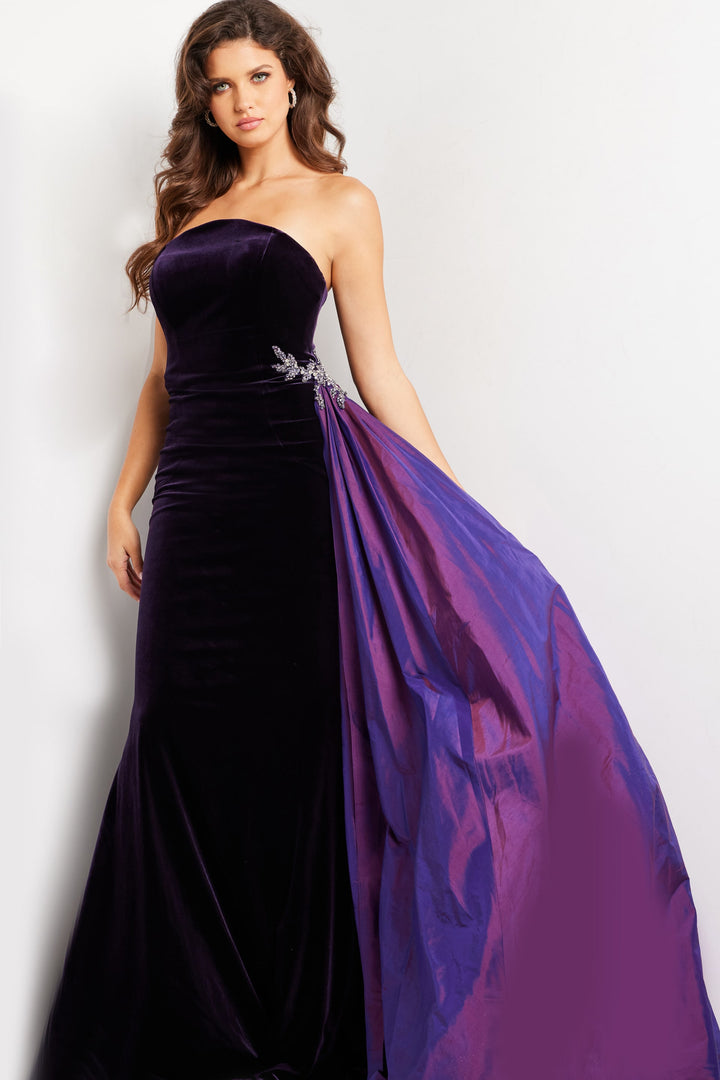 Jovani 26116 Velvet Strapless Dress