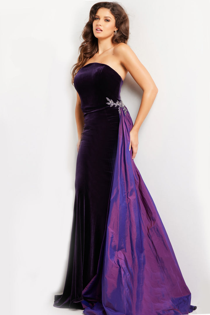 Jovani 26116 Velvet Strapless Dress