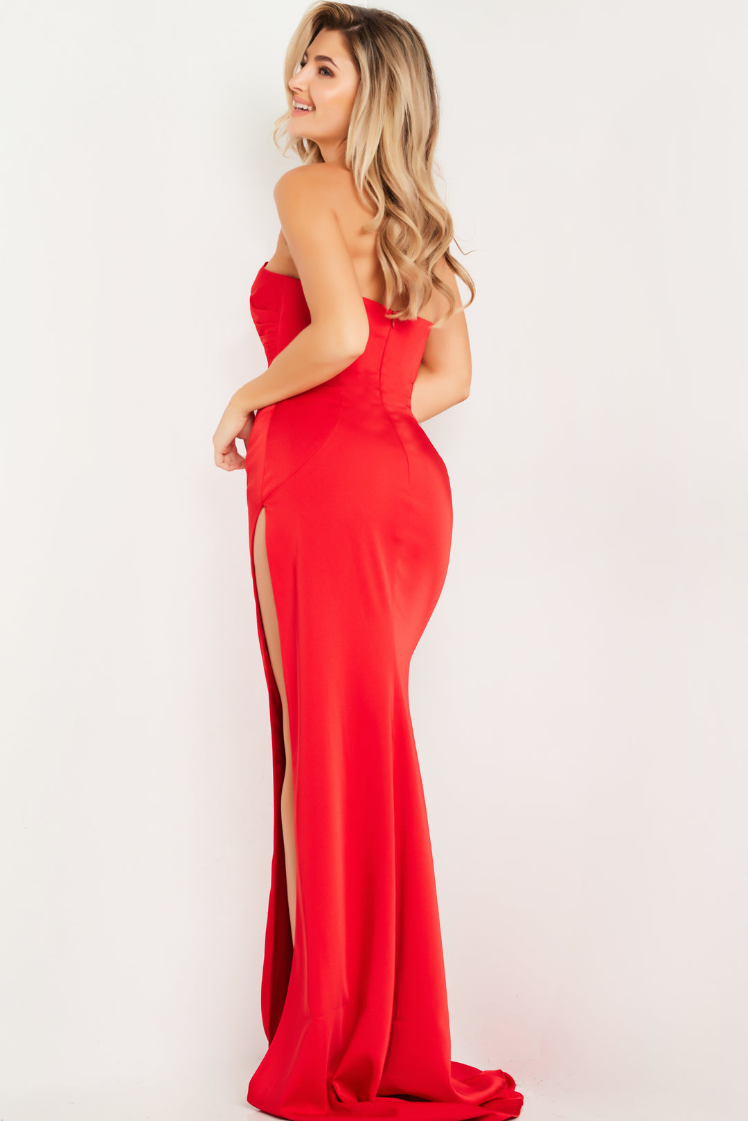 Jovani 26166 Asymmetric Strapless Neck Dress