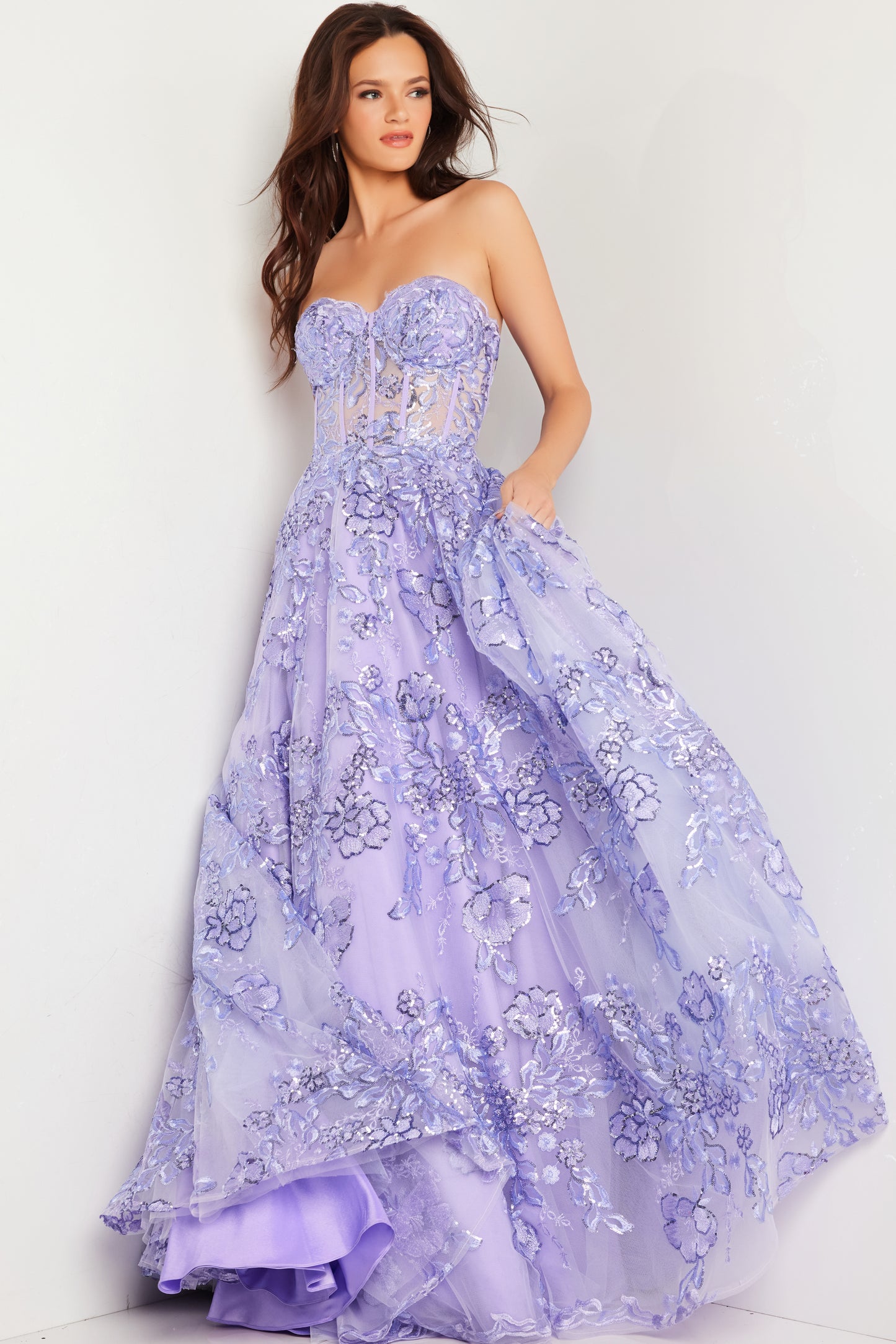 Jovani 26223 Corset Bodice Embroidered Ballgown