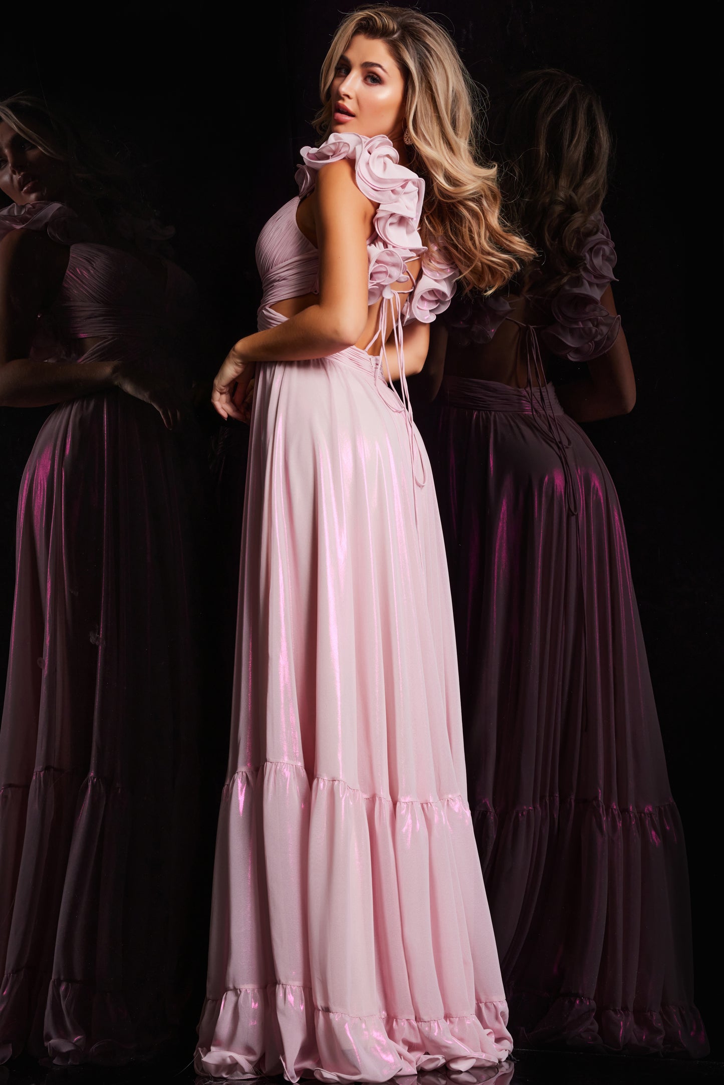 Jovani 26248 V Neckline Empire Waist Dress