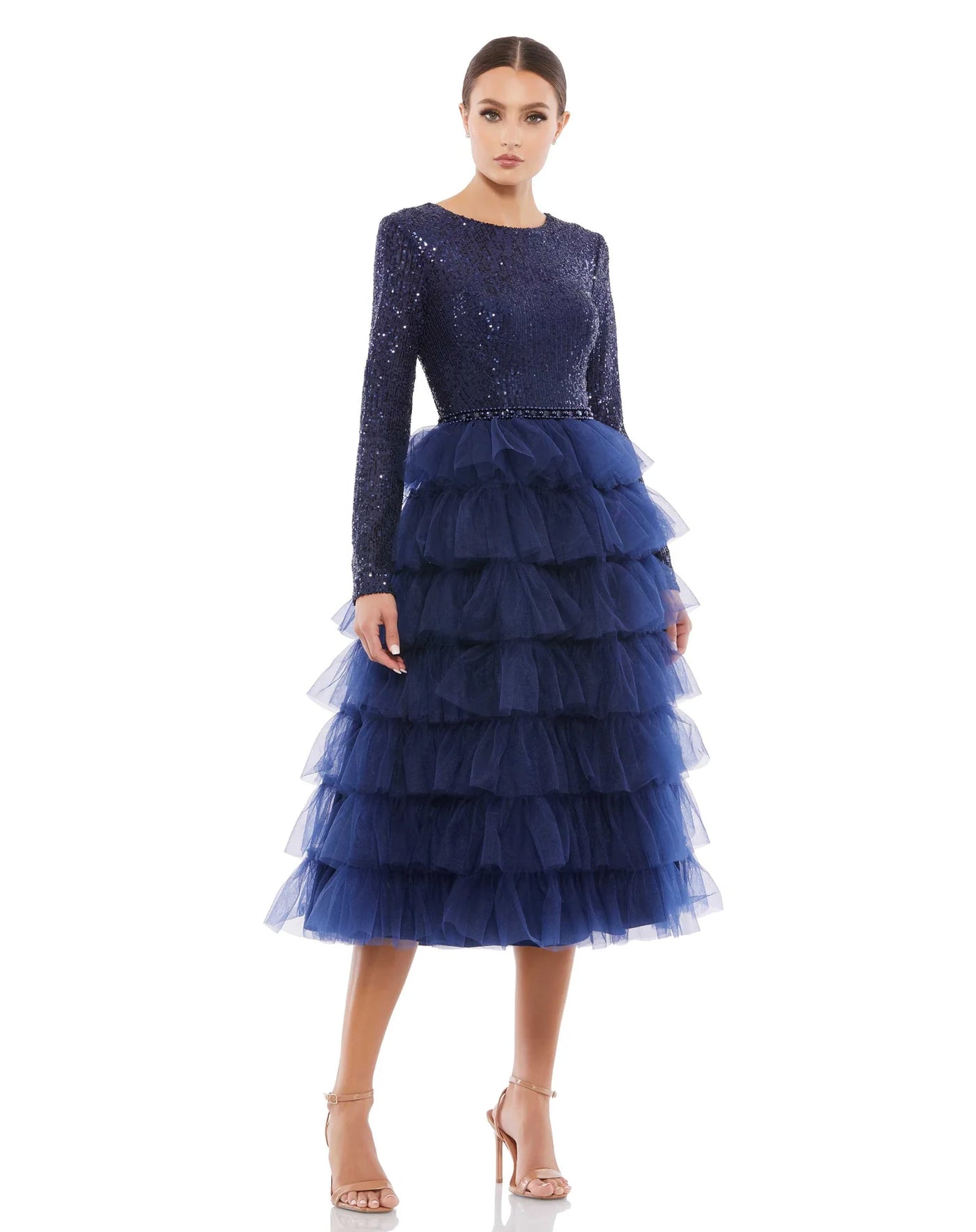 Mac Duggal 26299 B Chic Fashions Midi Dress Evening Gowns