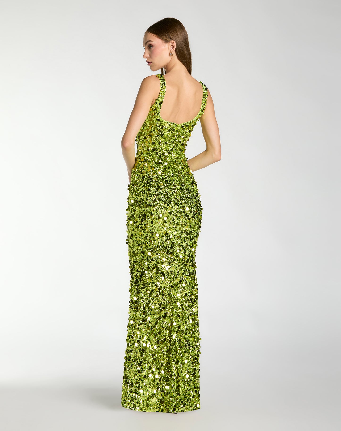 Mac Duggal 27838 Green Sleeveless Scoop Neckline Paillette Sequin Embellished Column Gown