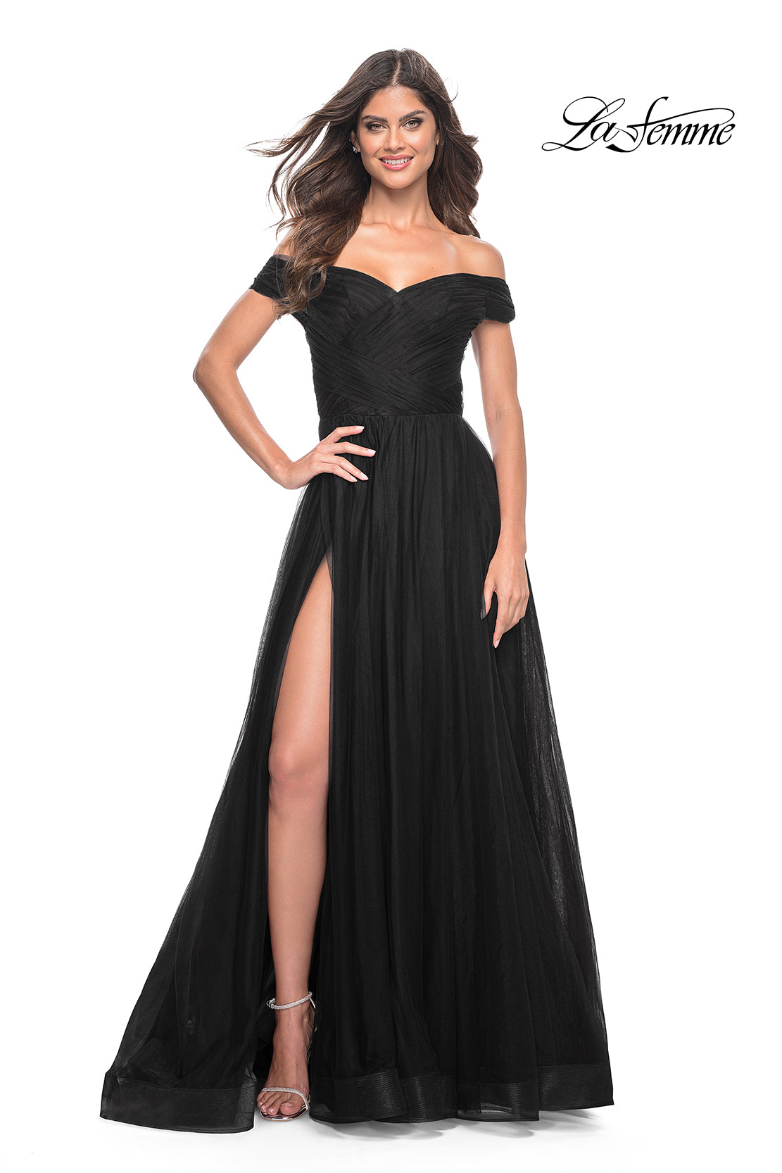 la femme off the shoulder evening dress La Femme 32650 Dress | La Femme Dresses