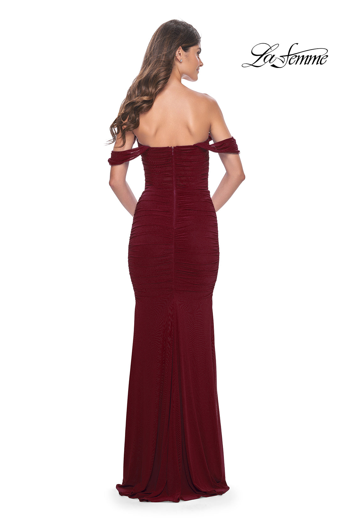 Shop La Femme 31914 Sweetheart Neckline Zipper Back Corset Net Jersey Fitted Evening Dress Wine / 12 Shop La Femme 31914 Sweetheart Neckline Zipper Back Corset Net Jersey Fitted Evening Dress Wine / 12