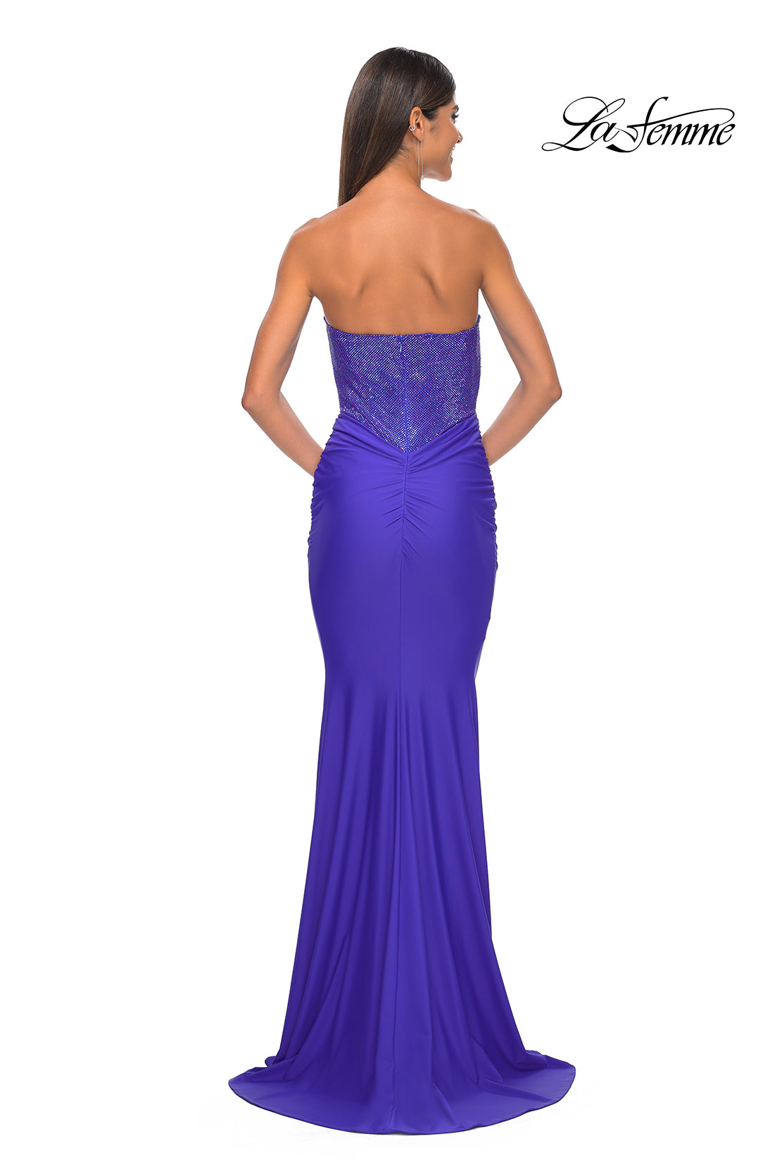 La Femme 32069 Sweetheart Neckline Zipper Back Corset Hot Stone/Jersey Fitted Evening Dress