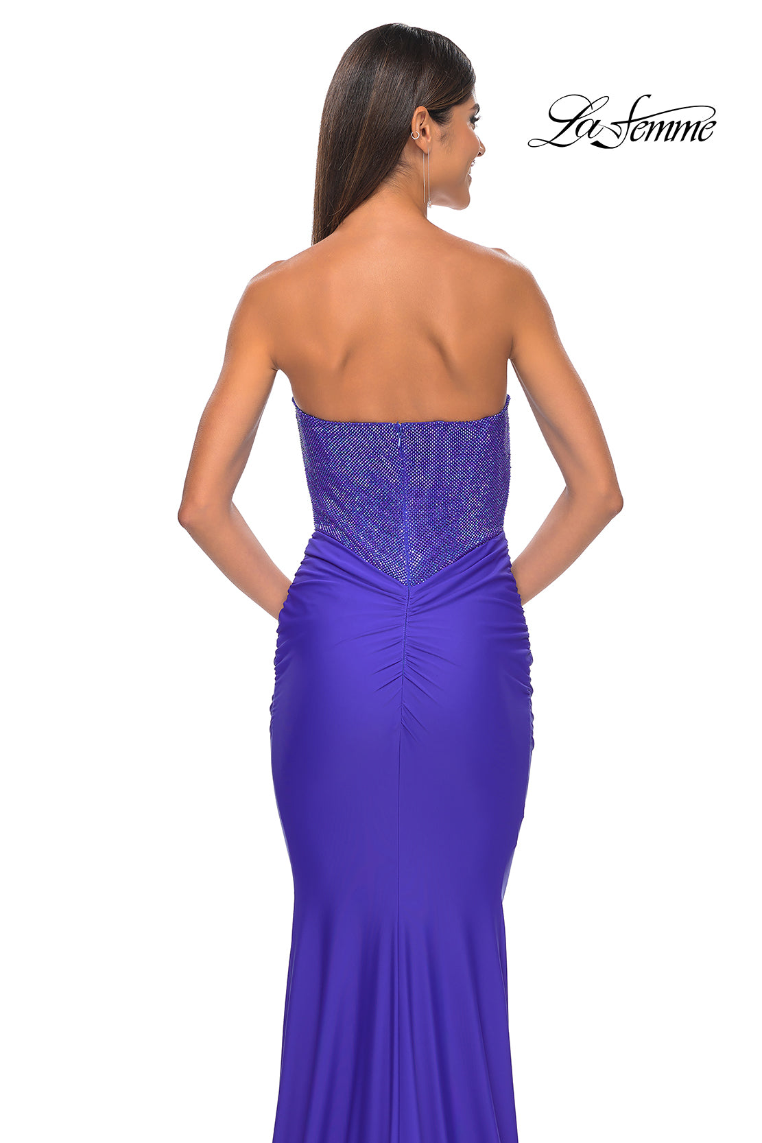 La Femme 32069 Sweetheart Neckline Zipper Back Corset Hot Stone/Jersey Fitted Evening Dress