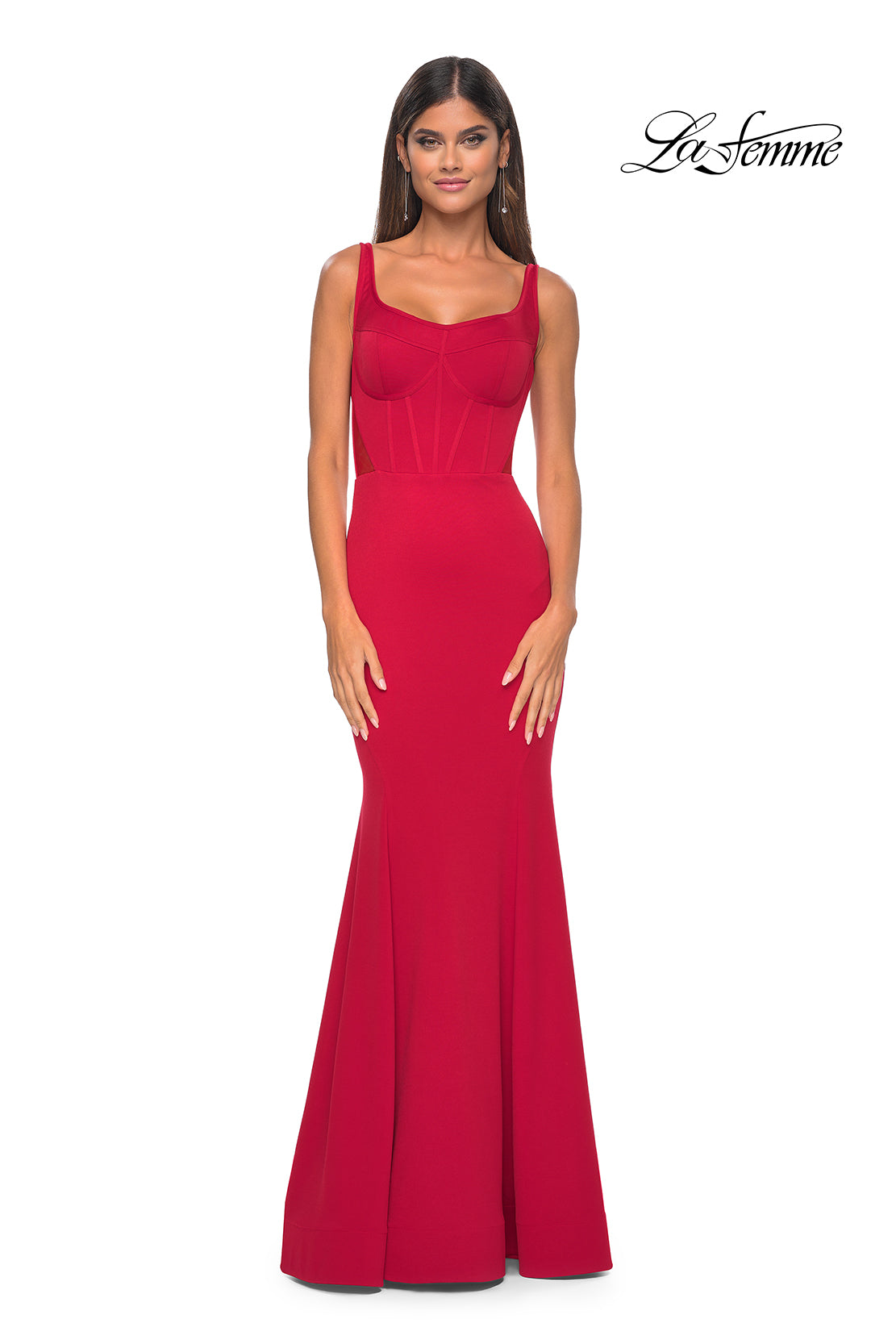 La Femme 32268 Sweetheart Neckline Lace up Back Corset Jersey Mermaid Evening Dress