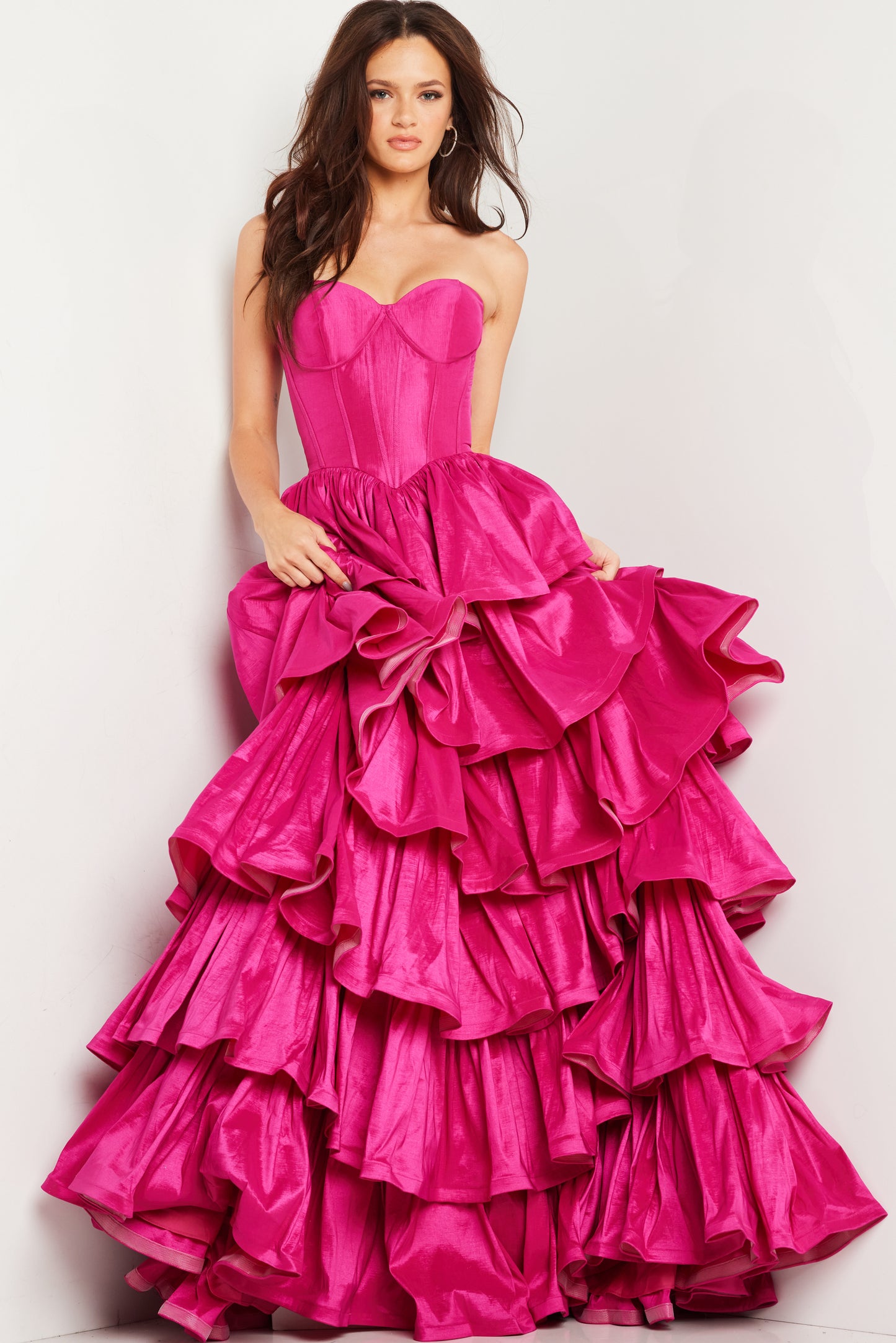 Jovani 36619 Strapless Ruffle Skirt Formal Dress