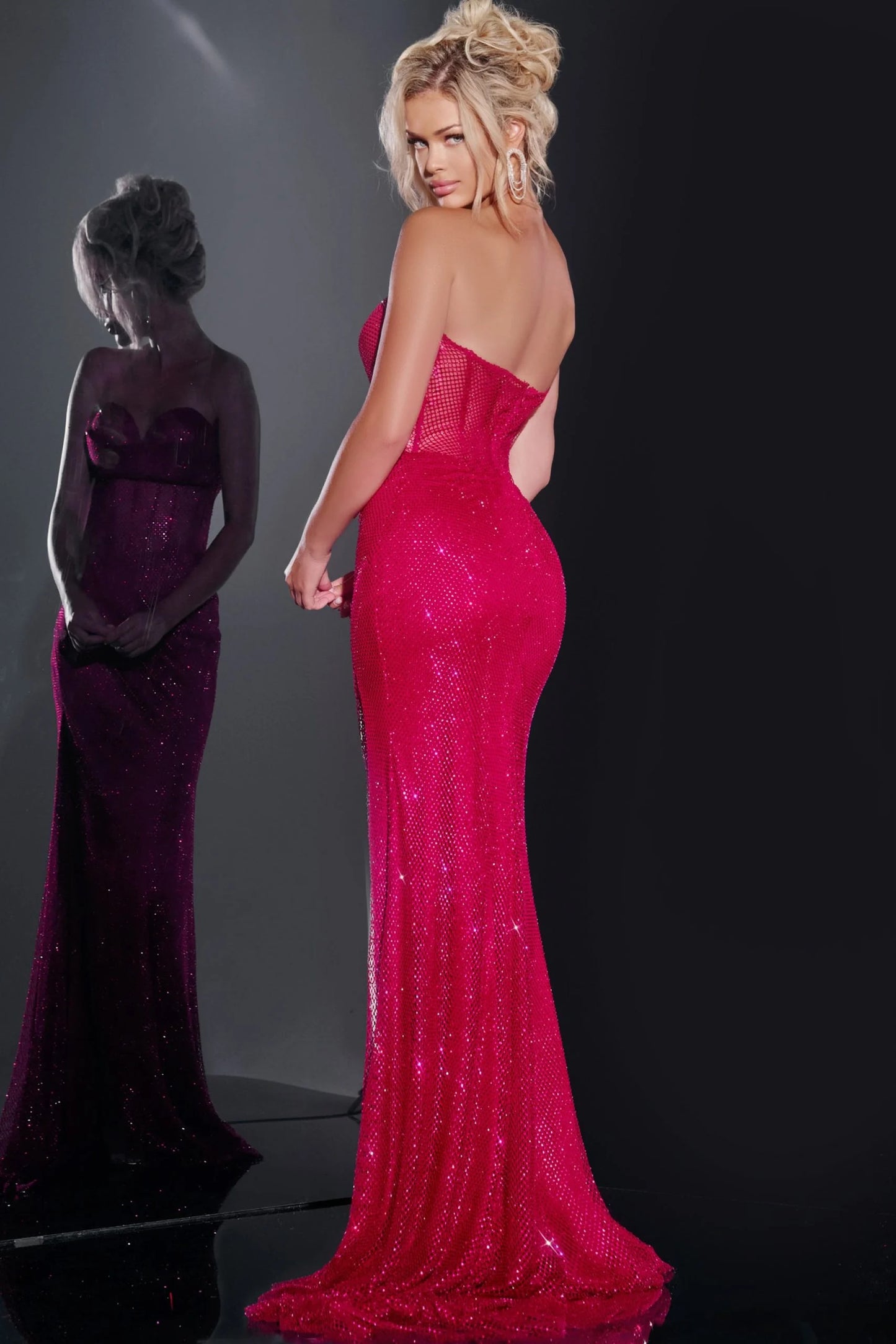 Jovani 36684 Stunning Fitted Gown with Sheer Bodice and High Slit