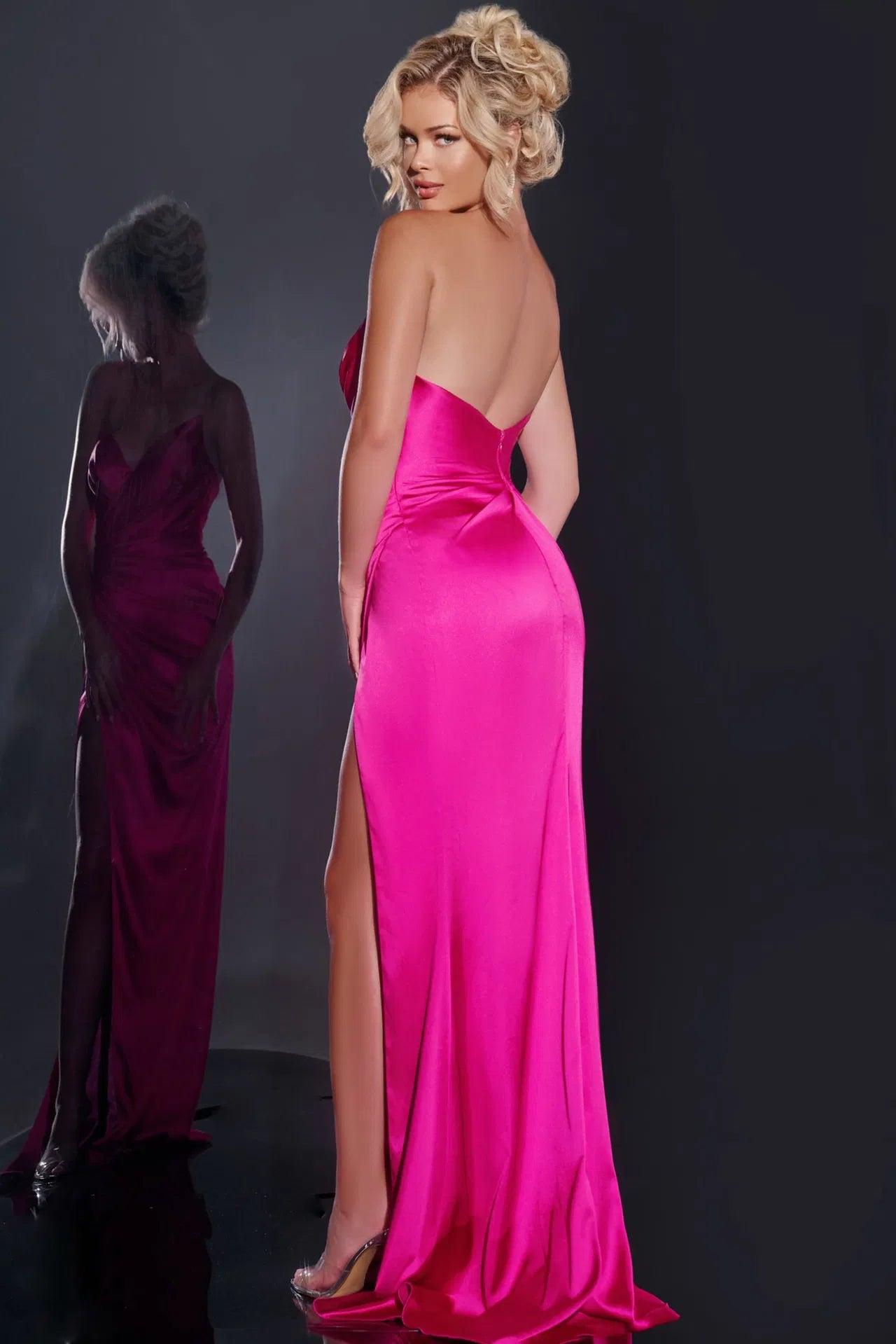 Jovani 37079 Fitted Satin Strapless Floor Length Gown