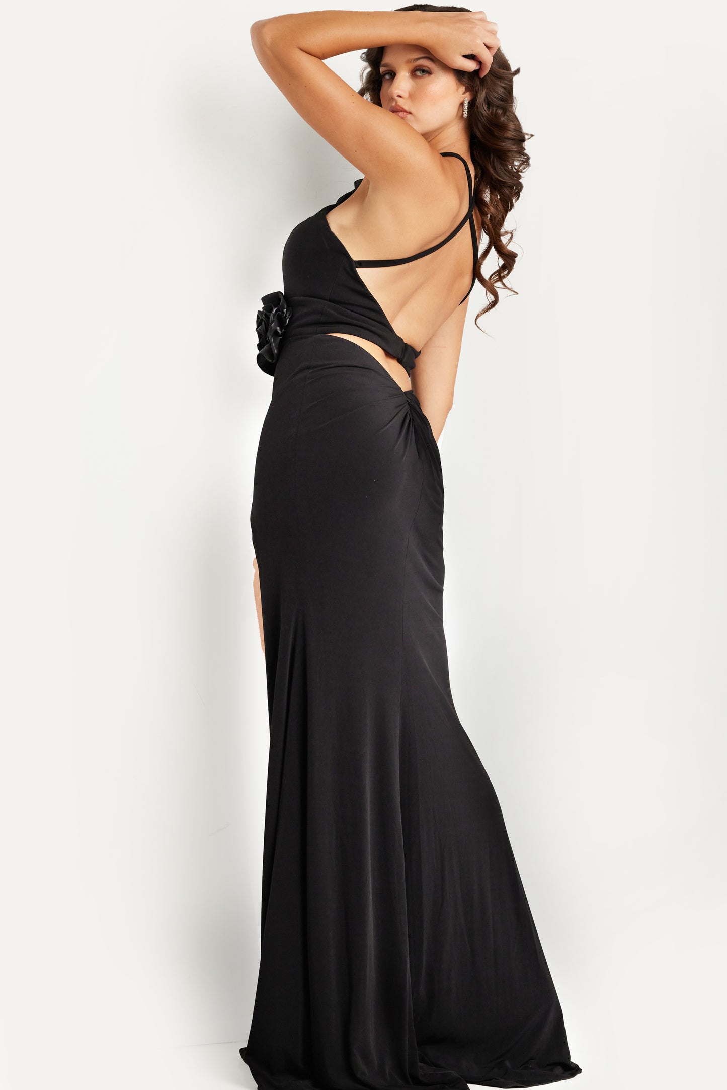 Jovani 37164 High Slit Open Back Dress