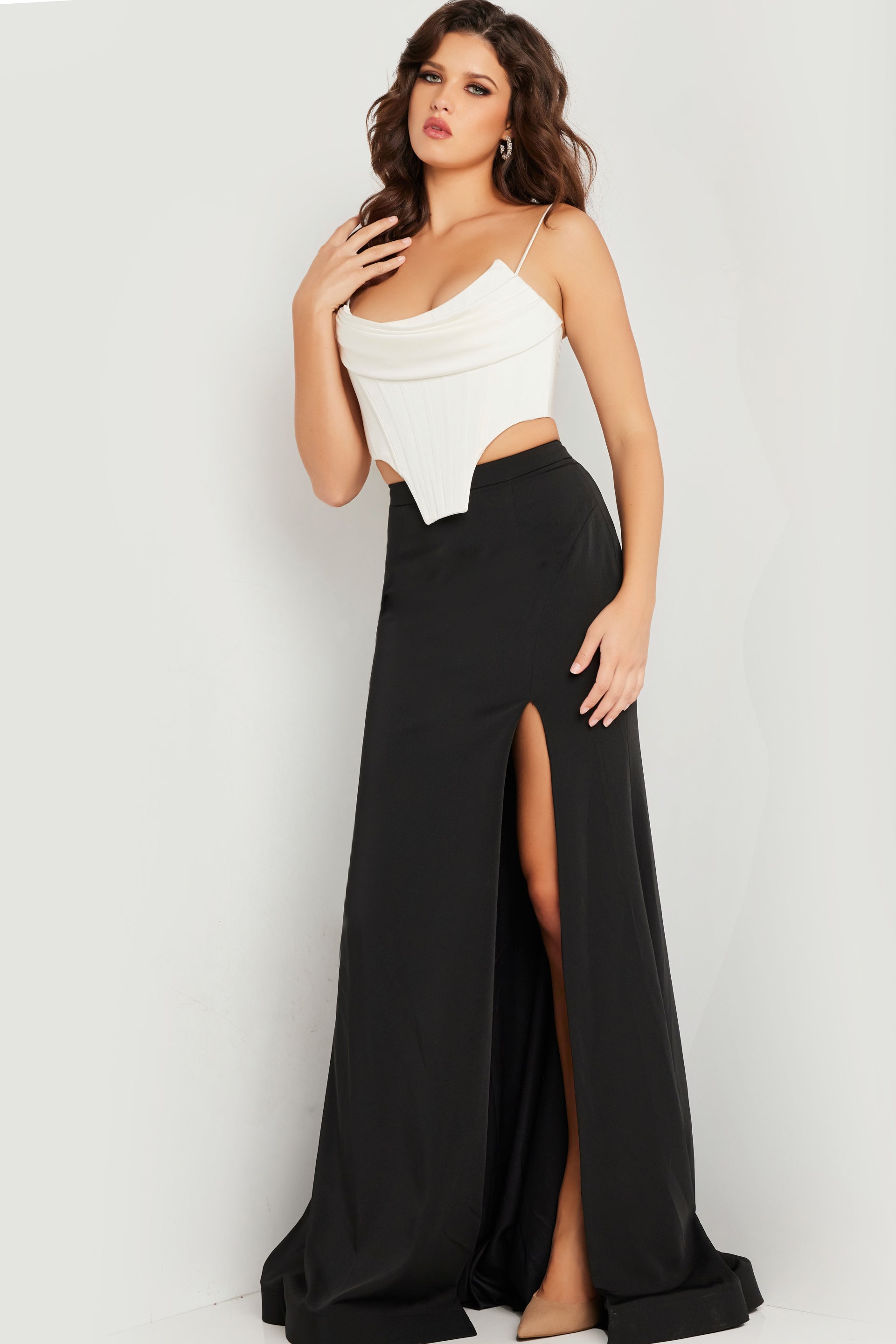 Jovani 37234 Two Piece High Slit Dress B Chic Fashions Long Dress Evening Gowns