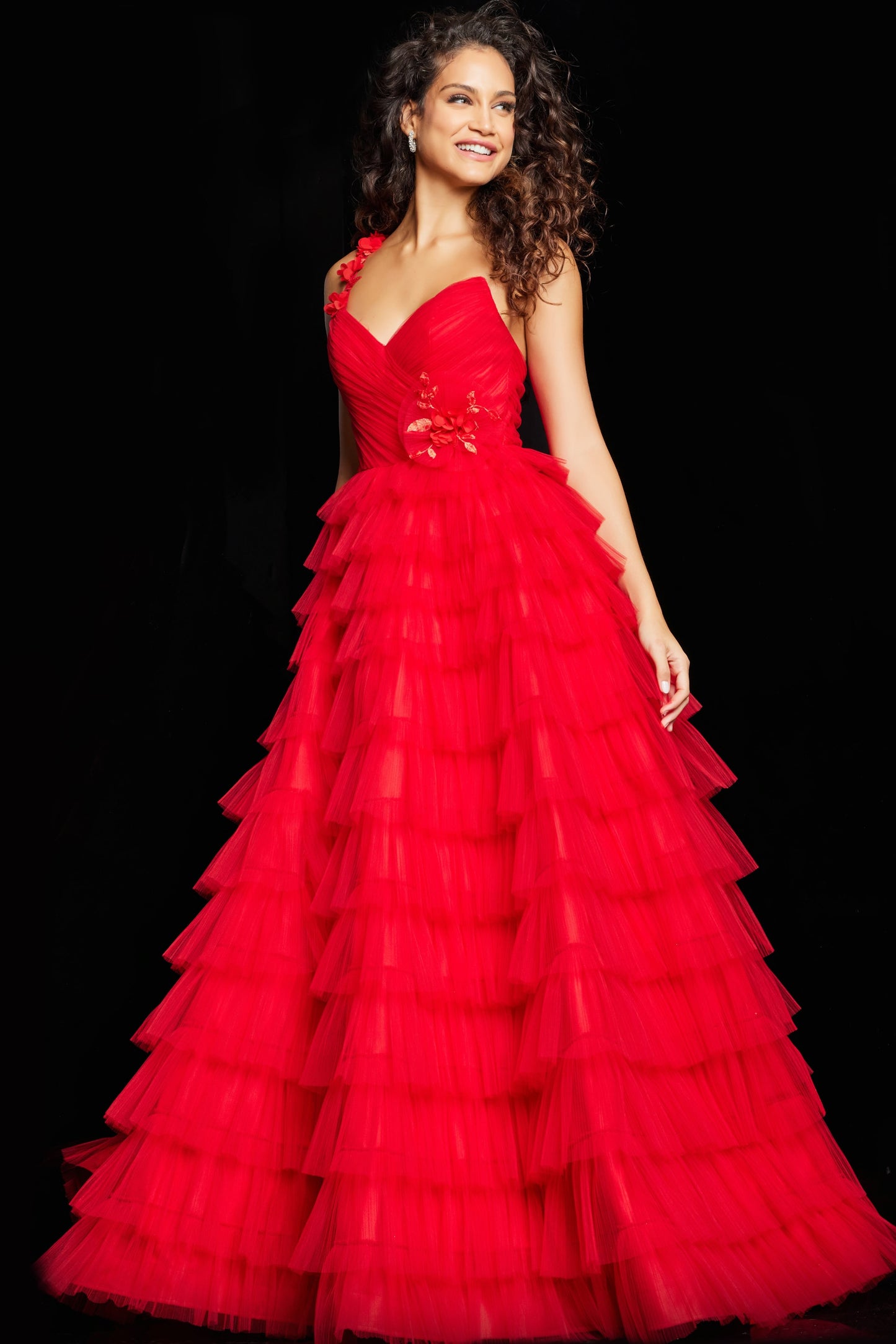 Jovani 37274 Tulle One Shoulder Gown