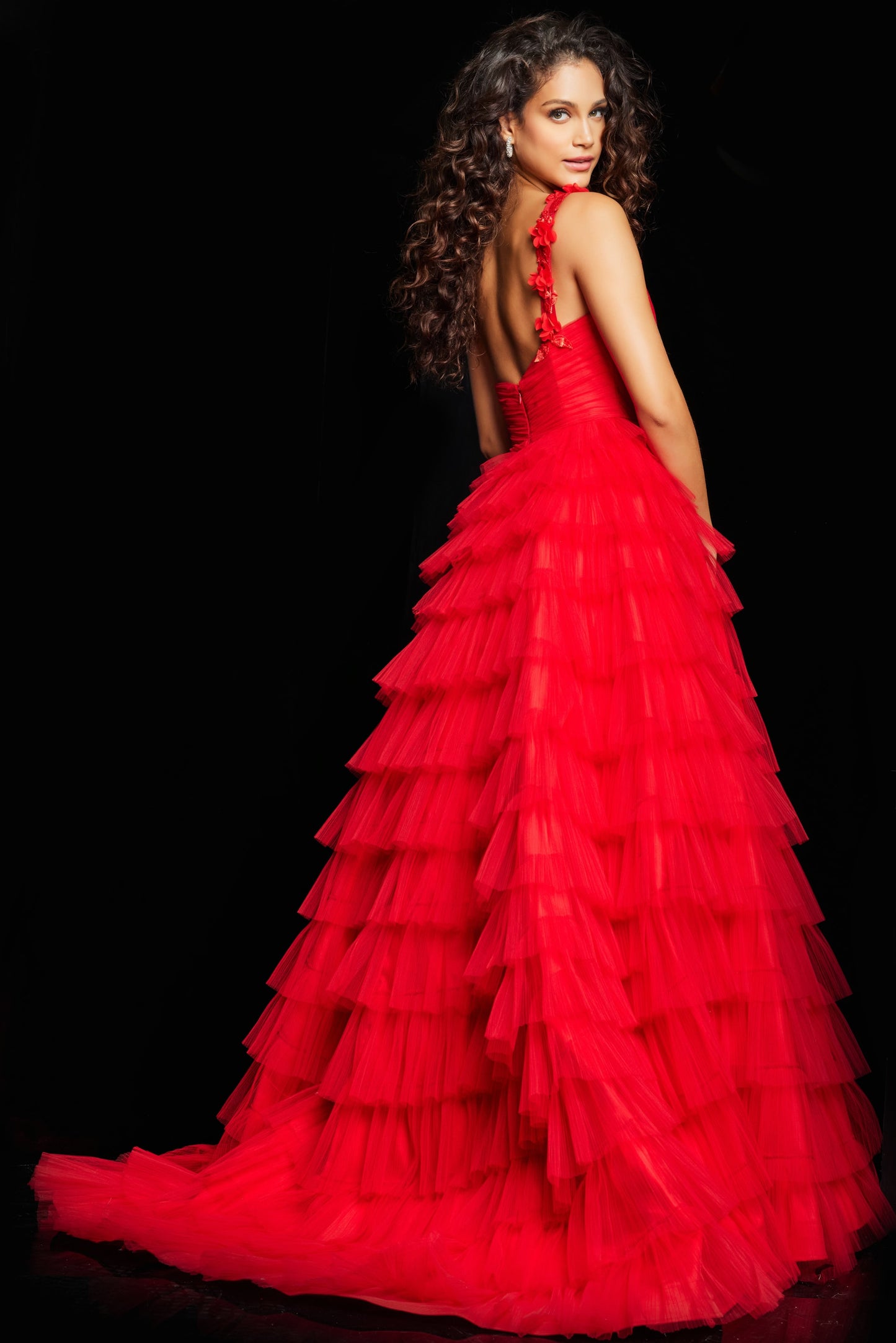 Jovani 37274 Tulle One Shoulder Gown