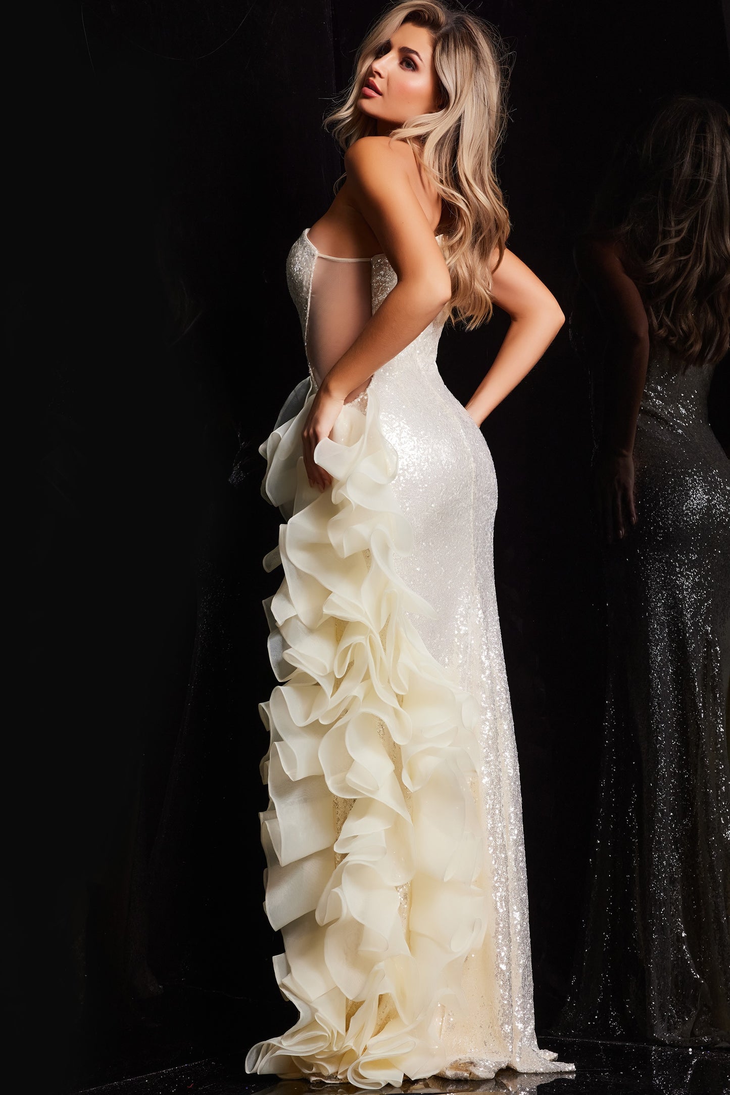 Jovani 37344 One Shoulder Beaded Dress