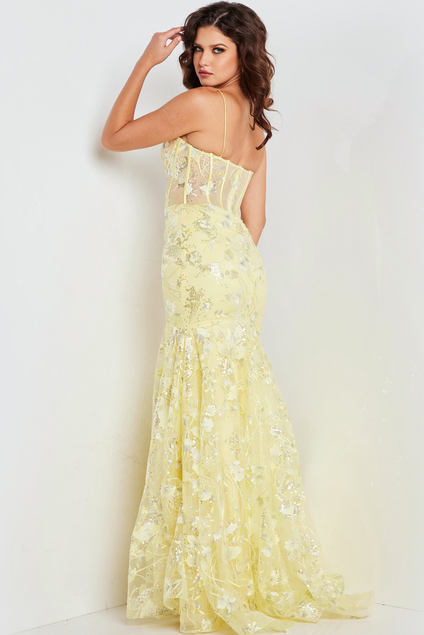 Jovani 38004 V Neckline Beaded Gown