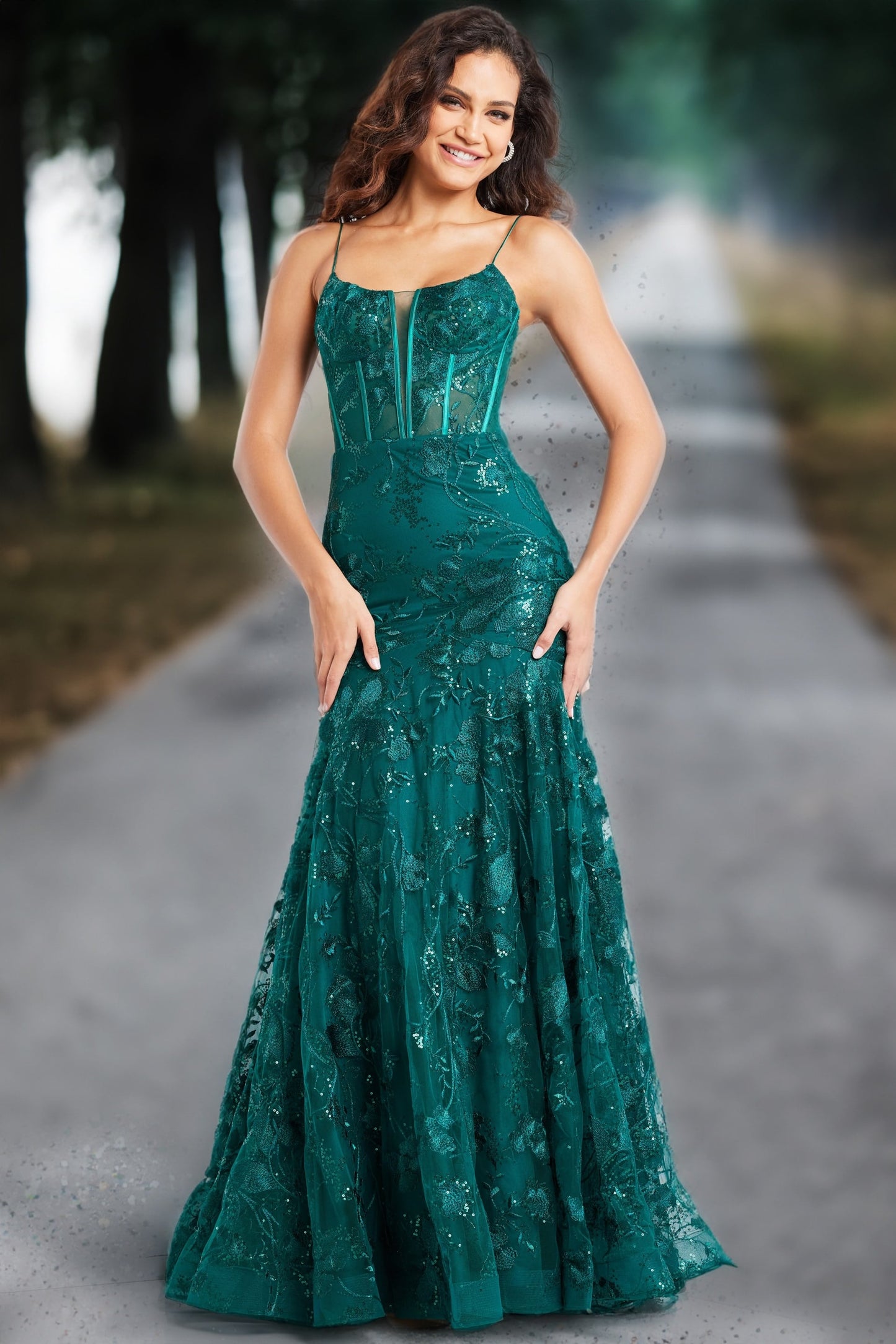Jovani 38004 V Neckline Beaded Gown