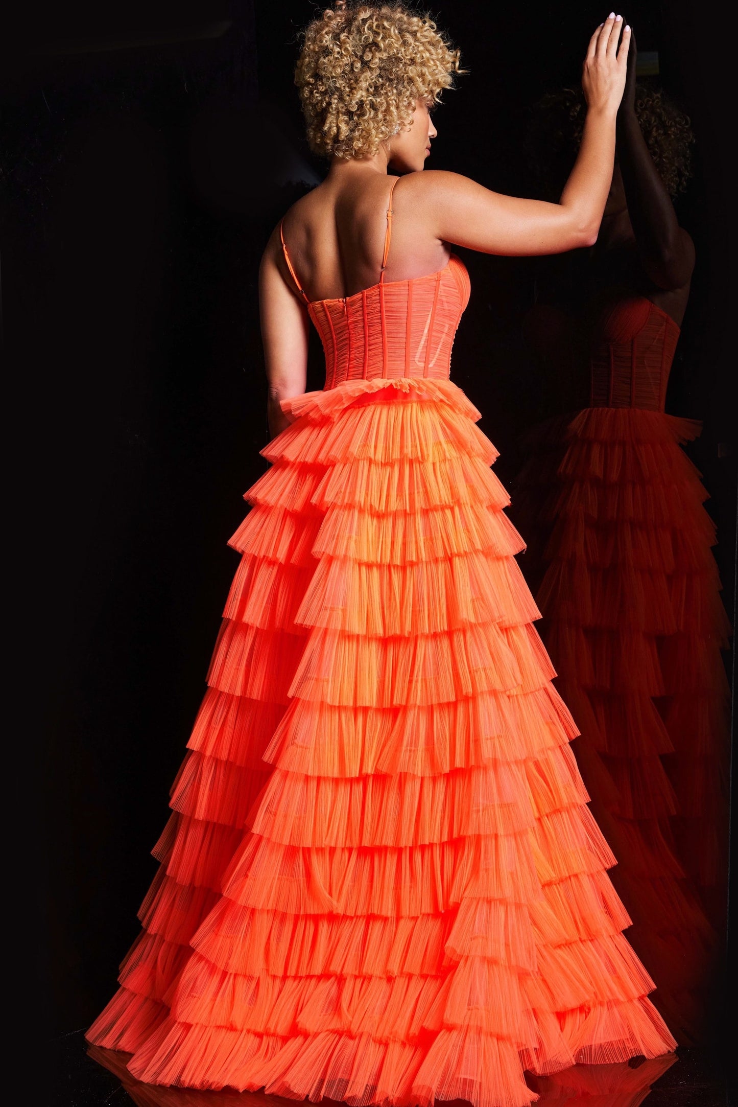 Jovani 38277 Tulle Layered Skirt Gown