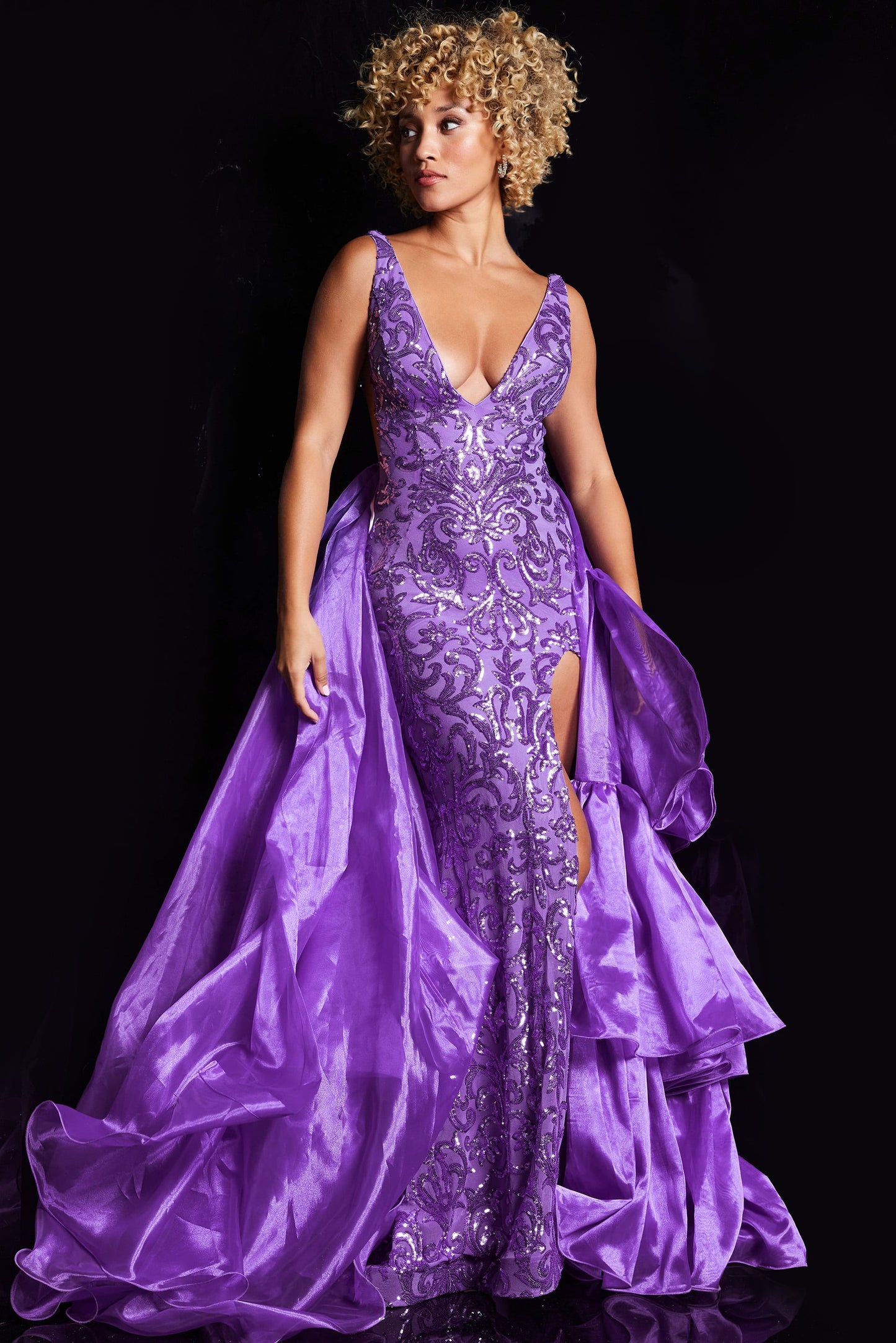 Jovani 38336 Embellished V Neck Dress