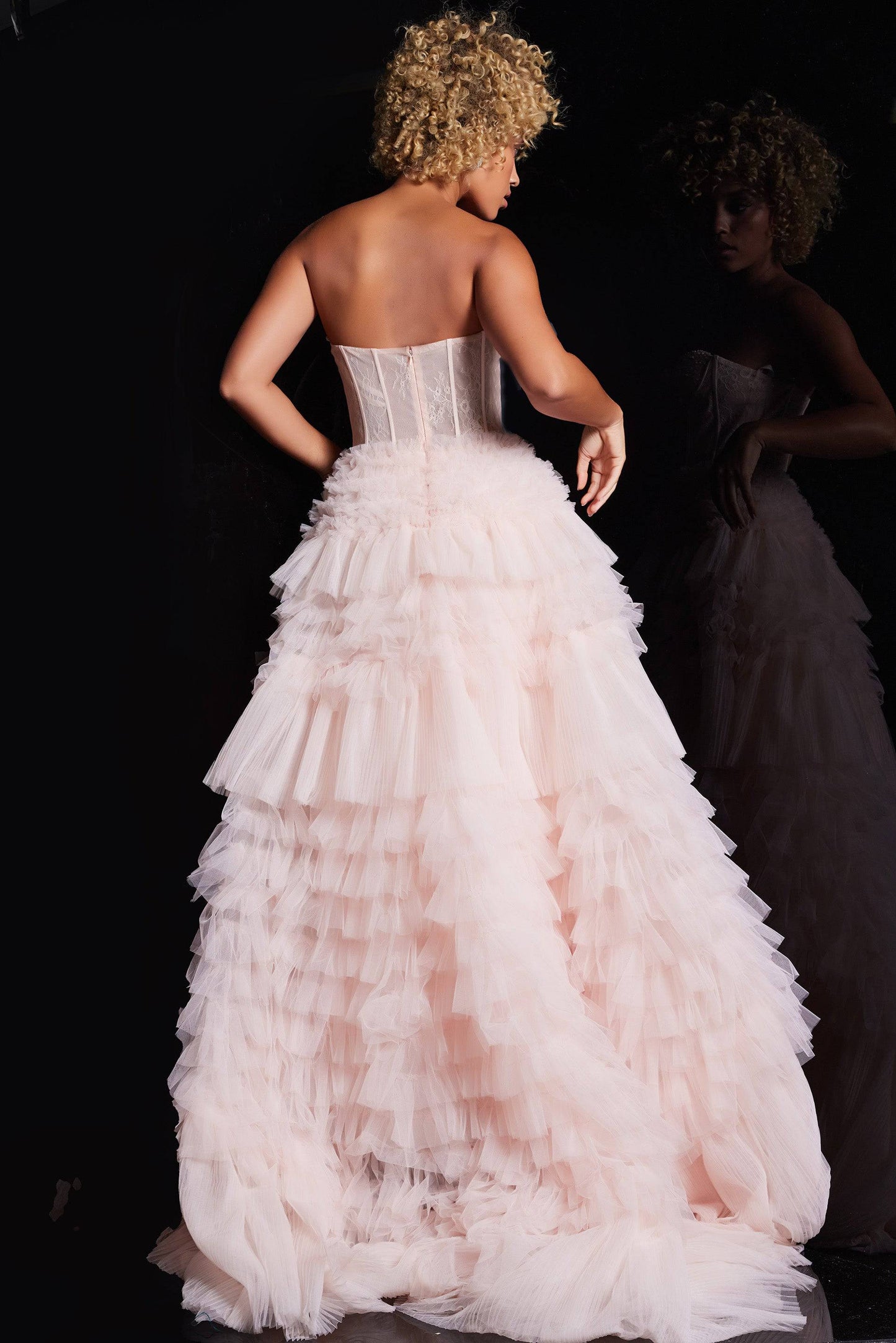 Jovani 38540 Corset Bodice Layered Skirt Ballgown