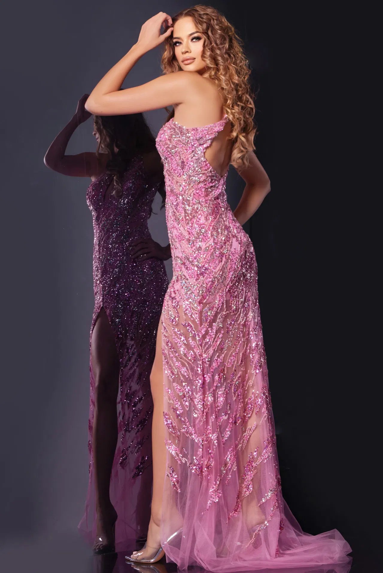 Jovani 38769 Sequined Gown with Cutout Neckline