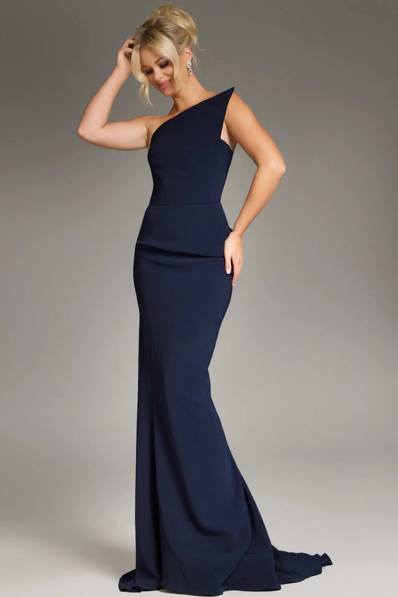 Jovani 40301 One Shoulder Fitted Dress with Asymmetrical Neckline