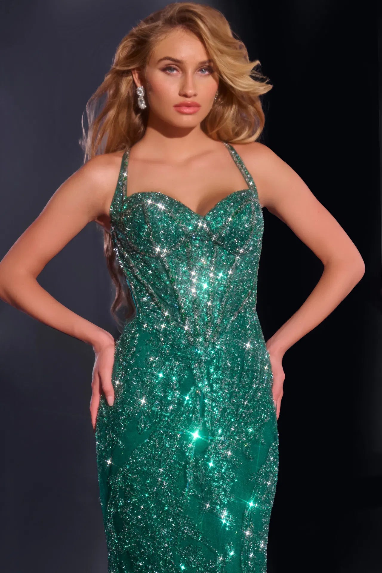 Jovani 40470 Elegant Sleeveless Gown with Intricate Sequin Detailing