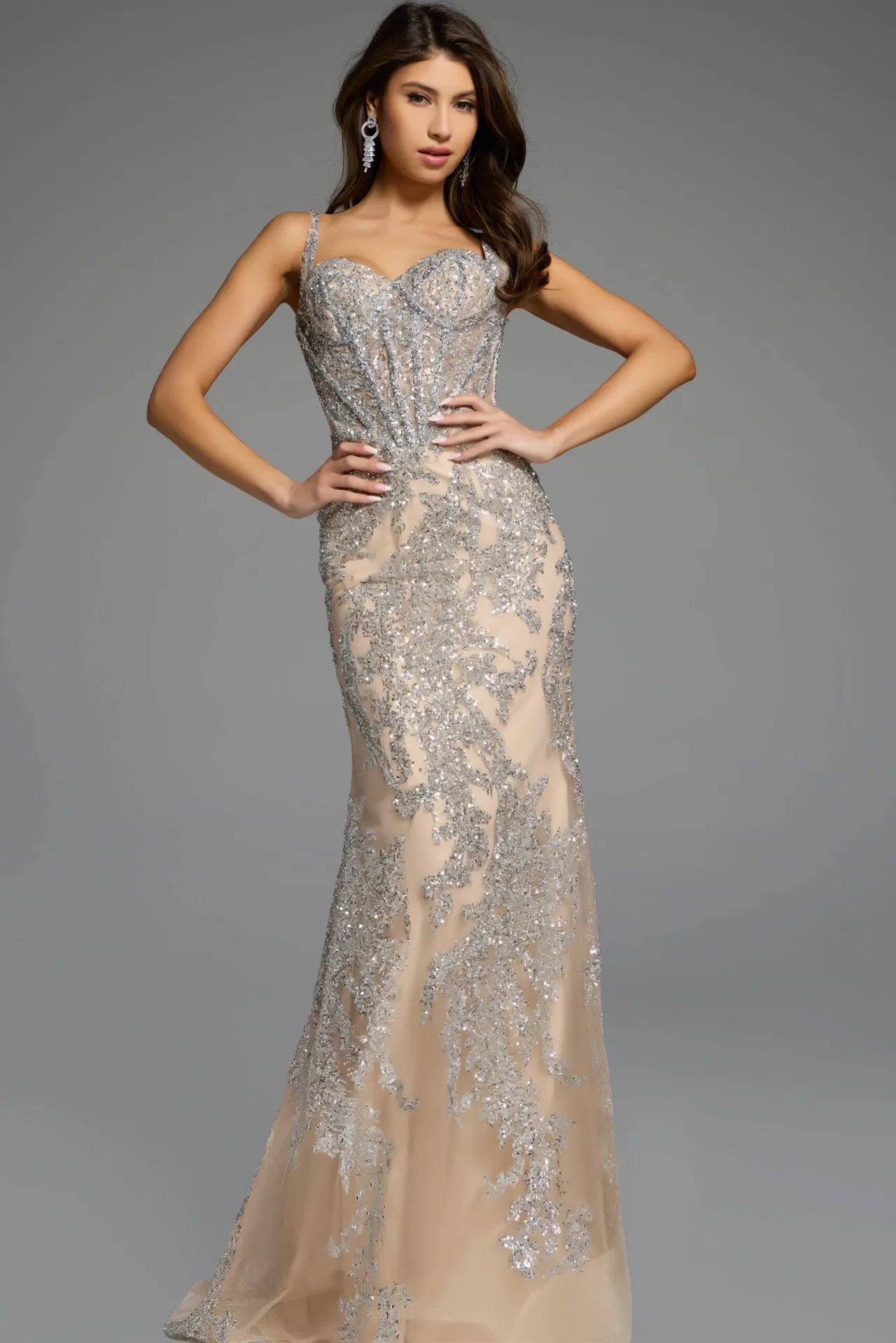 Jovani 40470 Elegant Sleeveless Gown with Intricate Sequin Detailing